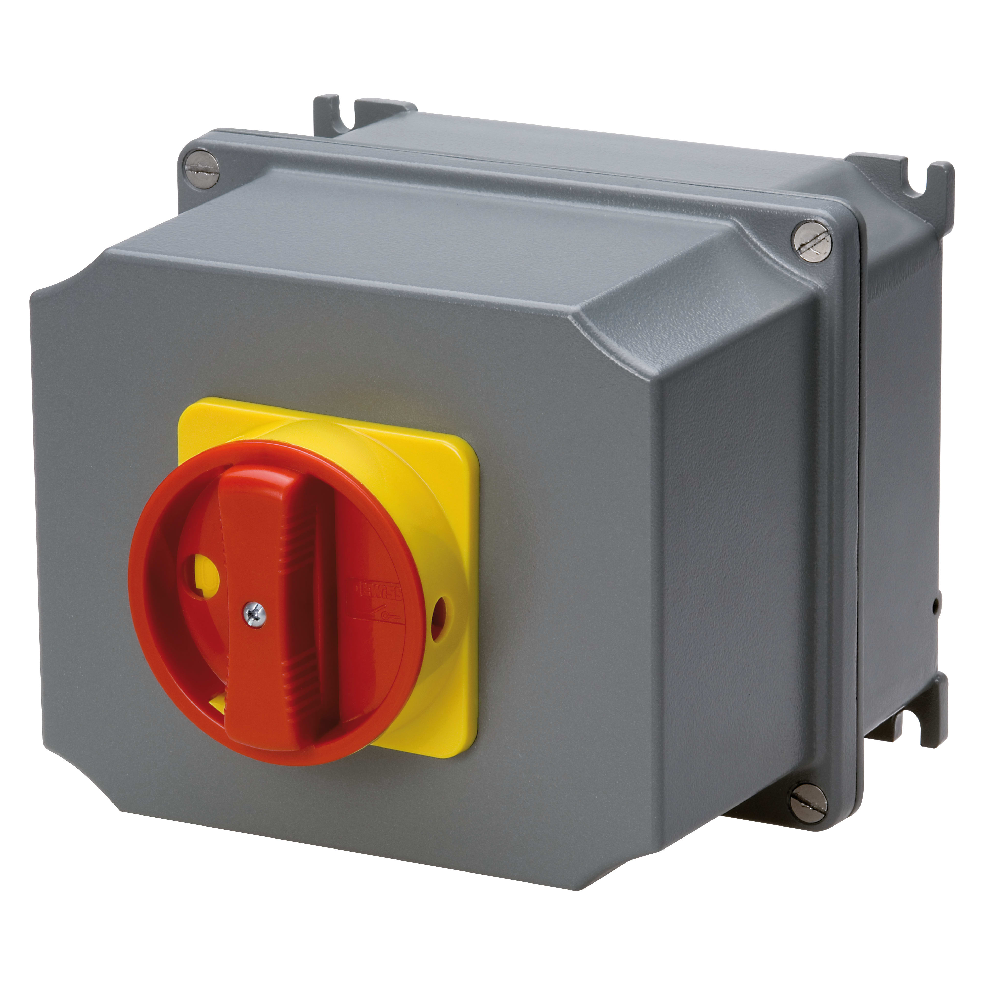 GEWISS - INTERRUTTORE SEZIONATORE ROTATIVO - DA PARETE - EMERGENZA - ATEX - CASSETTA IN ALLUMINIO - MANOPOLA ROSSA - 4P 32A - IP65