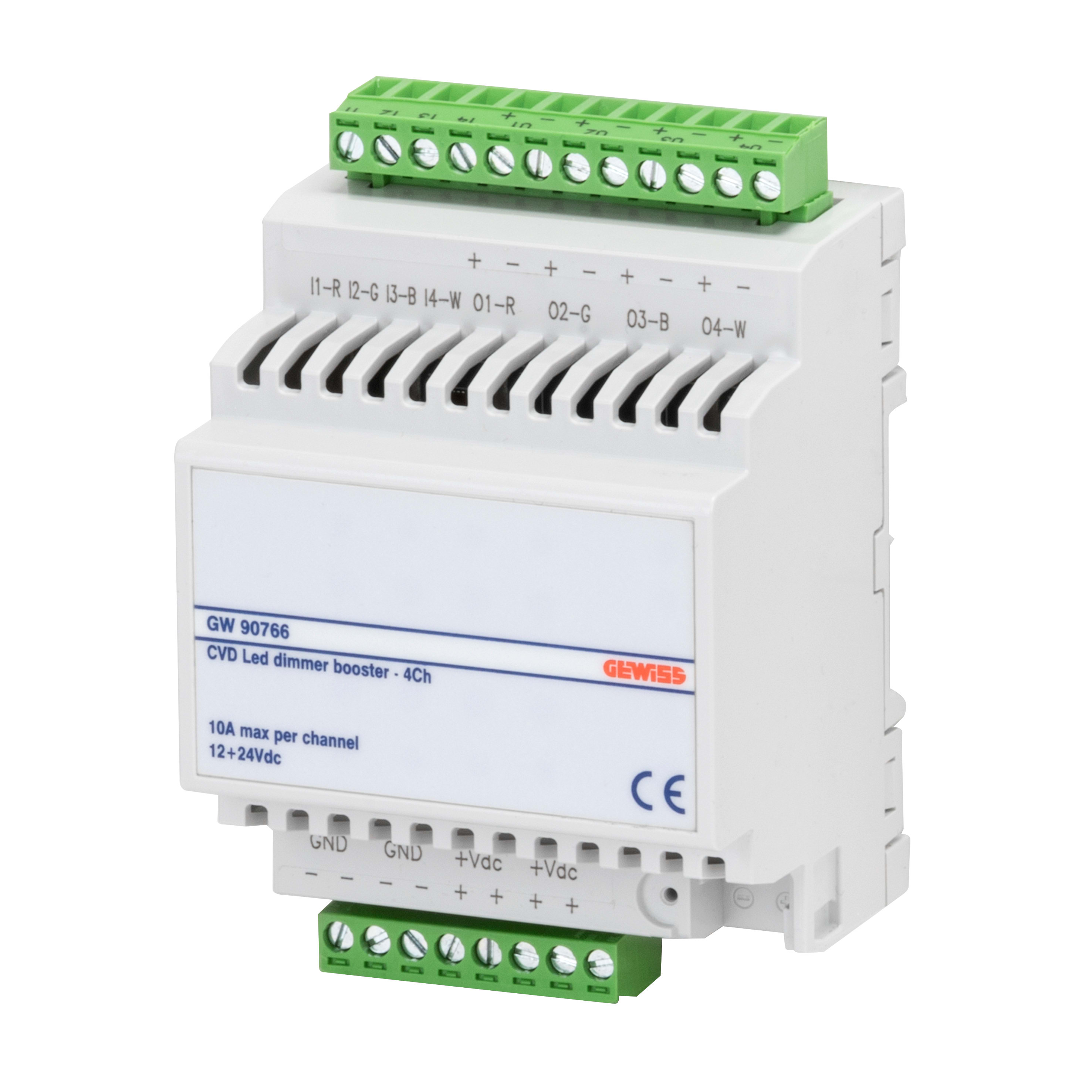 GEWISS - BOOSTER PER ATTUATORI DIMMER LED CVD - 4x10A - IP20 - 4 MODULI DIN