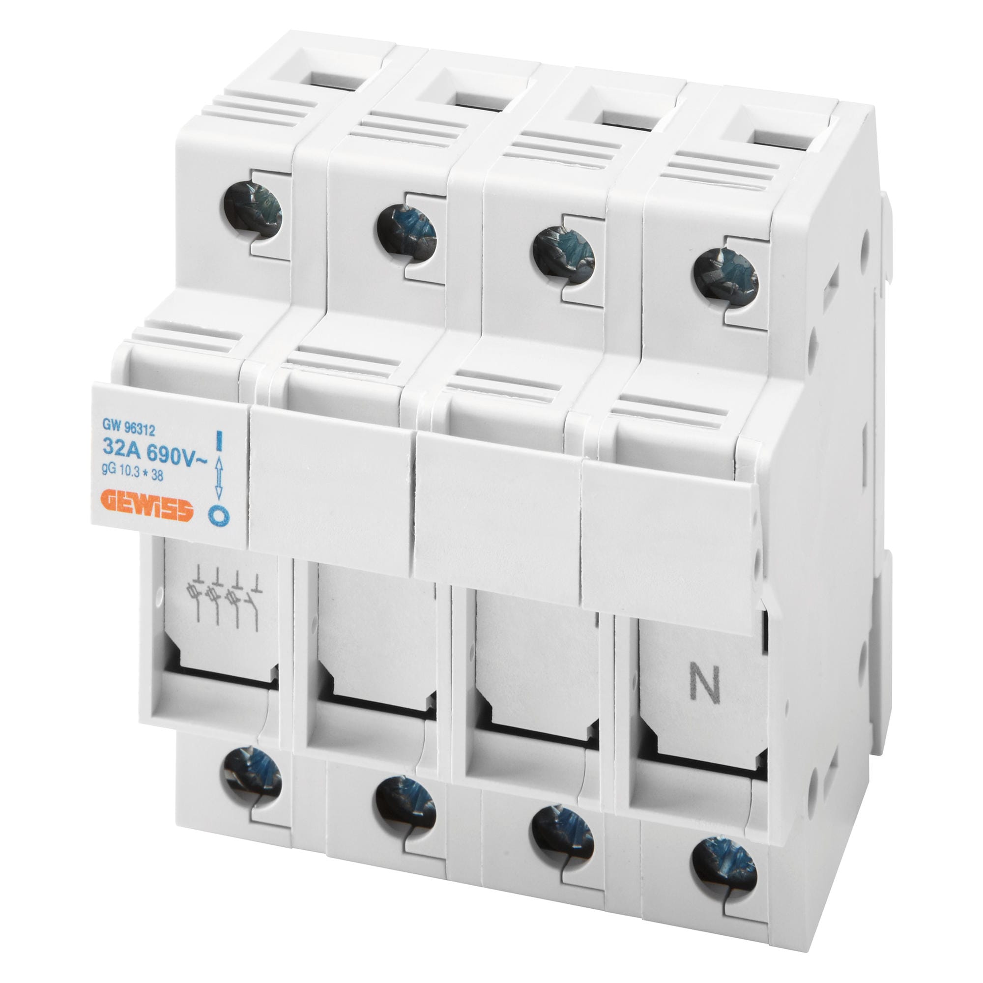 GEWISS - PORTAFUSIBILE SEZIONABILE - 3P+N 10,3X38 690V 32A - 4 MODULI