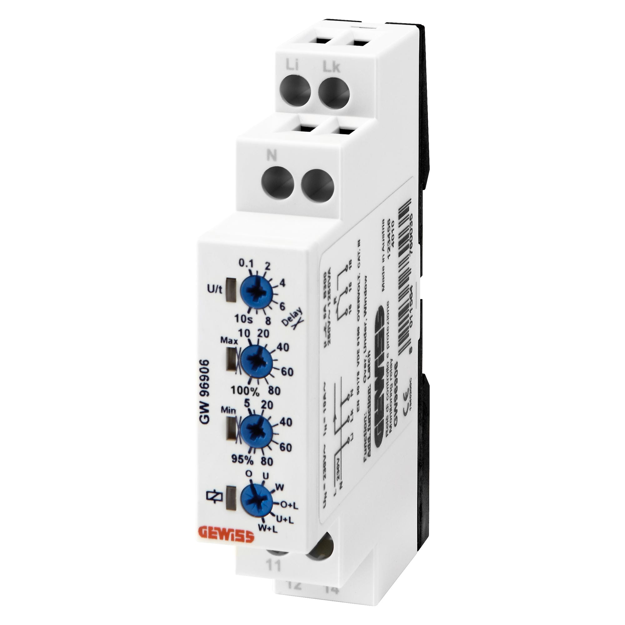 GEWISS - RELE DI CONTROLLO CORRENTE ALTERNATA MONOFASE - 230V ac 50/60Hz - 1 MODULO