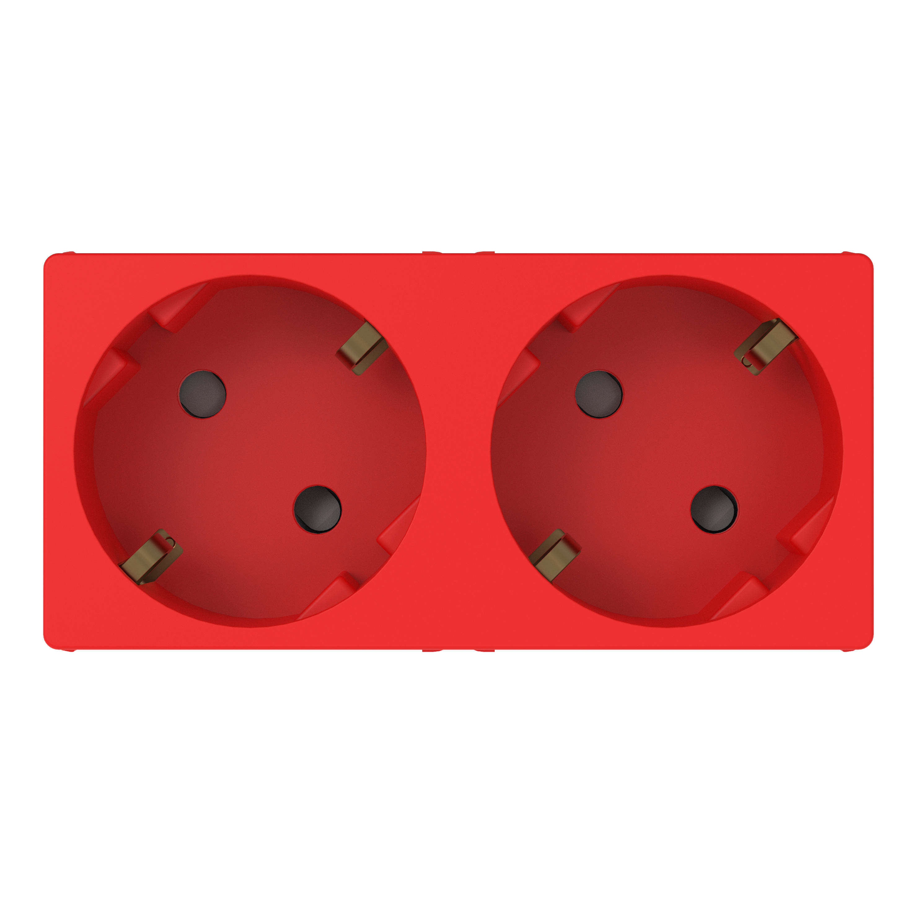 GEWISS - DOPPIA PRESA STANDARD TEDESCO 250V AC - PER LINEE DEDICATE - 2P+T 16A - ALVEOLI 45° - 4 MODULI - ROSSO - SYSTEM PURA