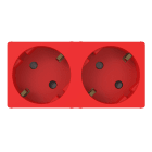 GEWISS - DOPPIA PRESA STANDARD TEDESCO 250V AC - PER LINEE DEDICATE - 2P+T 16A - ALVEOLI 45° - 4 MODULI - ROSSO - SYSTEM PURA