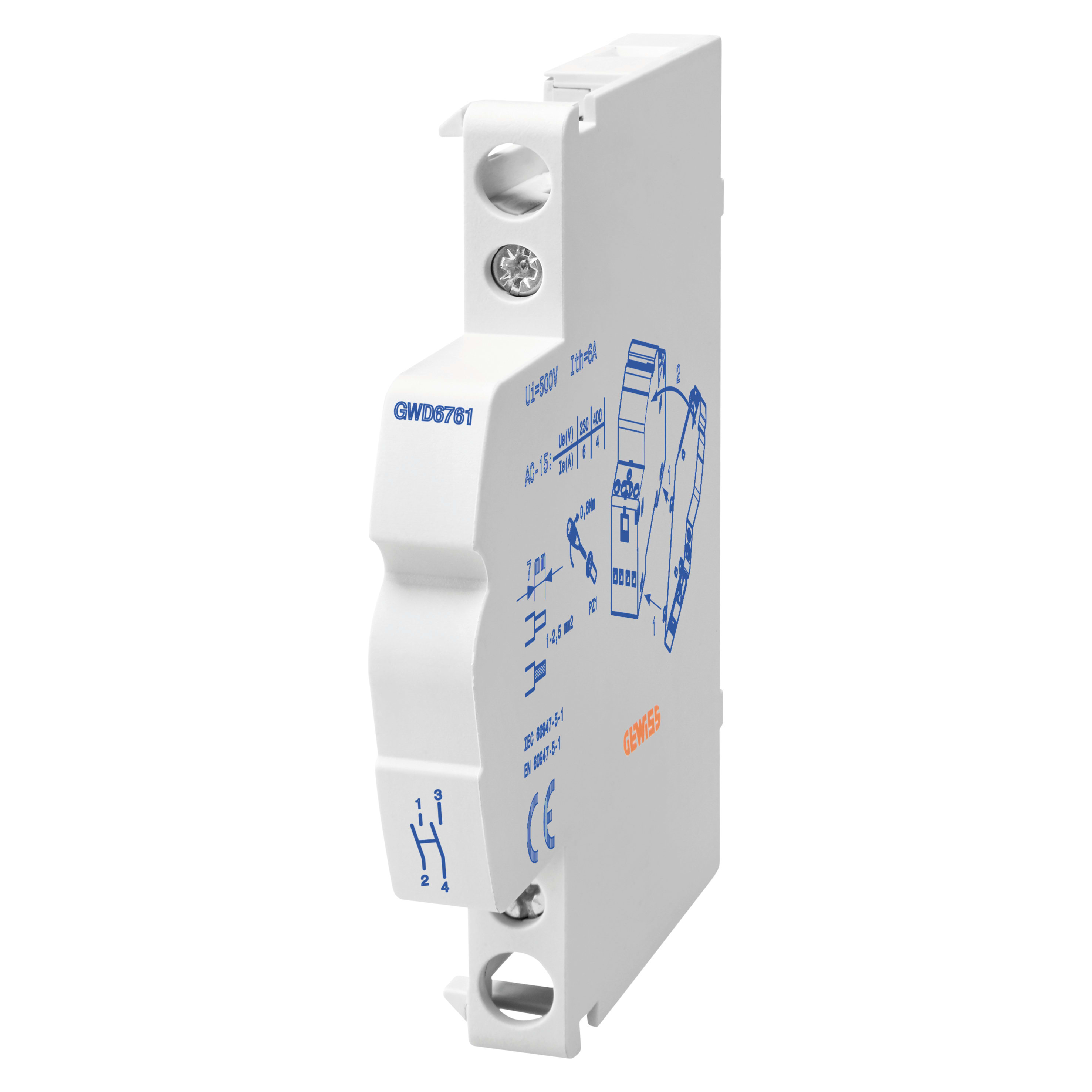 GEWISS - CONTATTO AUSILIARIO PER CONTATTORE CTR-RELE RLM - 1NA+1NC - 0,5 MODULO