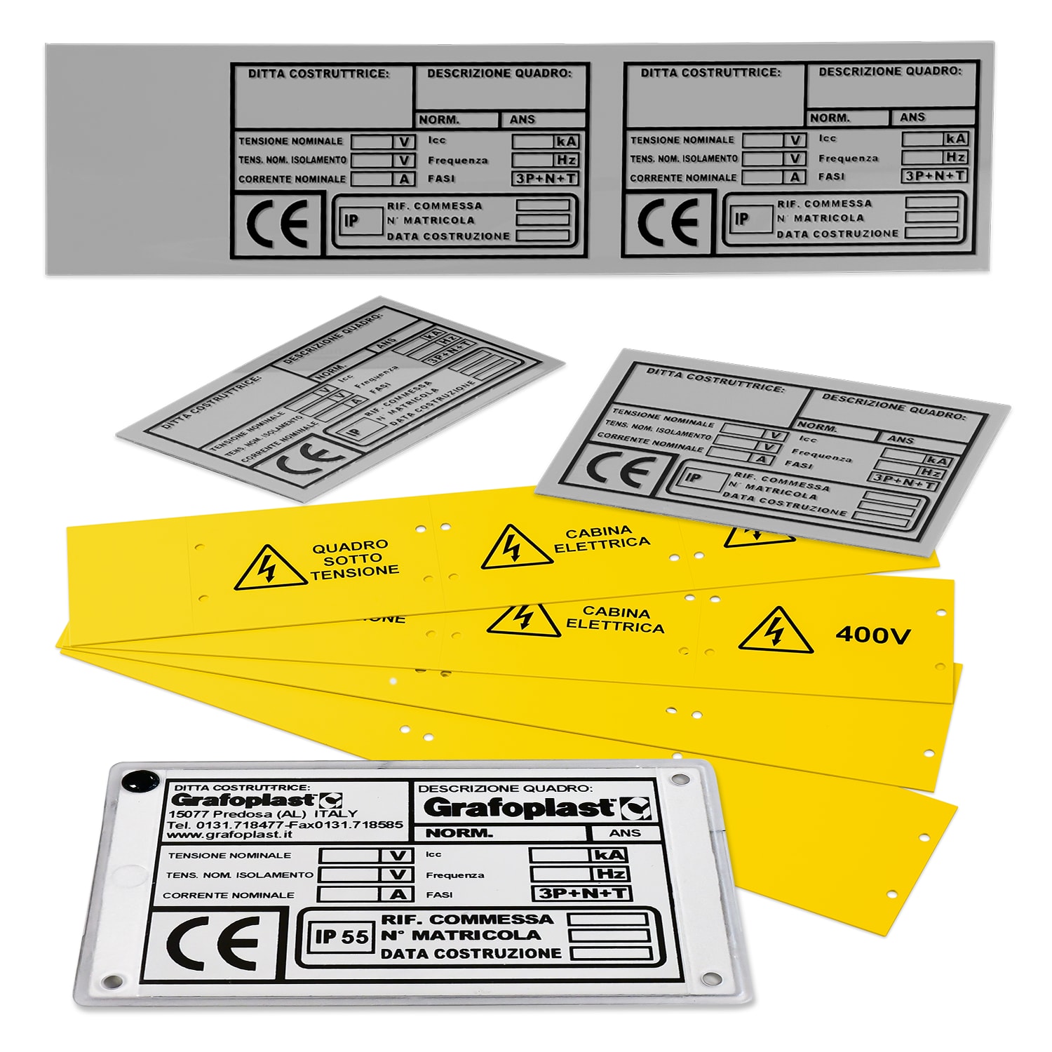 GRAFOPLAST - Targa Quadro in PVC Metal 100x60 mm confezione da 22 pezzi
