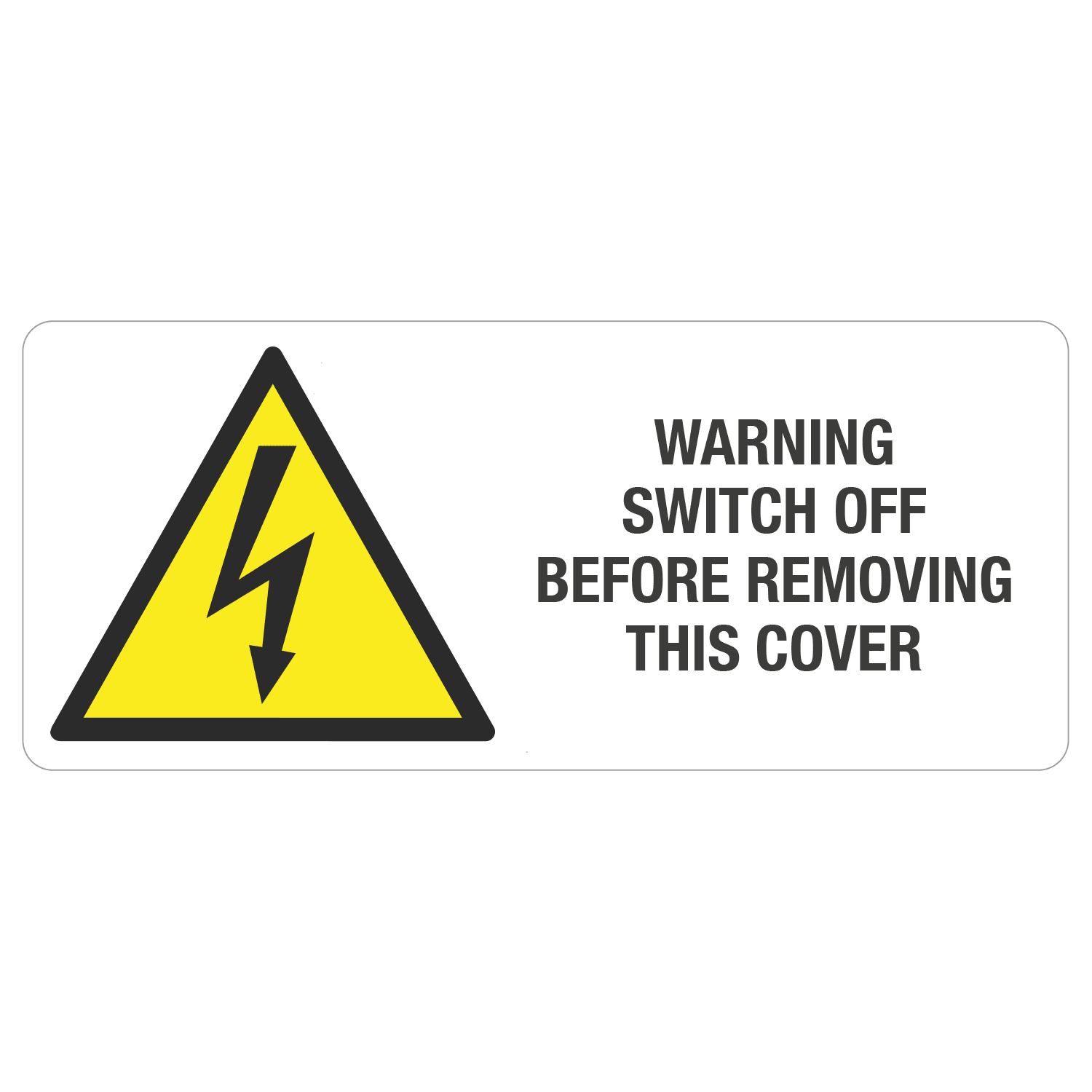 GRAFOPLAST - Pericolo Tensione WARNING SWITCH OFF BEFORE REMOVING THI COVER 140 x 60 mm - 6 pz per foglio