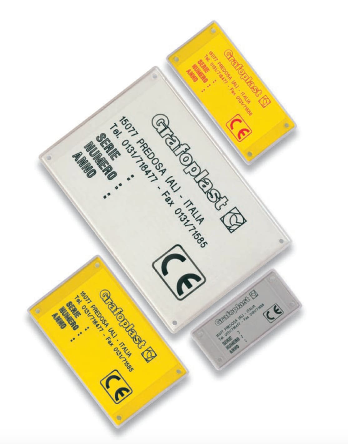 GRAFOPLAST - Assortimento Targa Giallo + Vetrino SITHF601Y + SIT0V601 - 5+5 pezzi