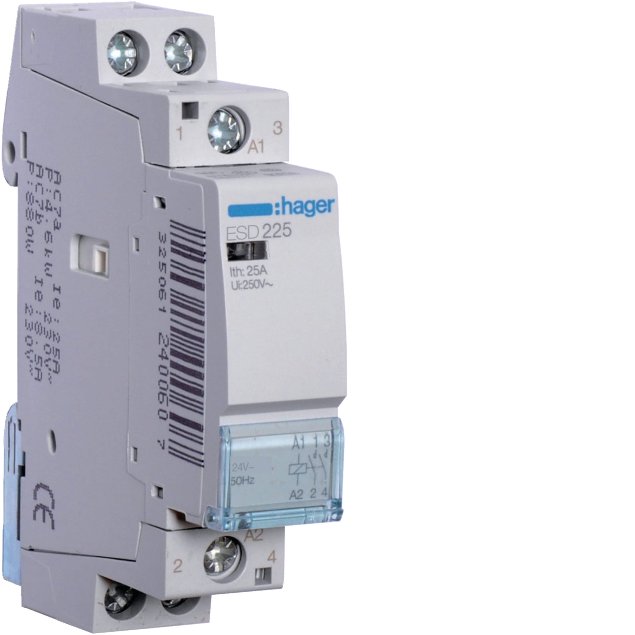 HAGER BOCCHIOTTI - Contattore eco 2 NA 24 V AC 25 A 1 modulo DIN