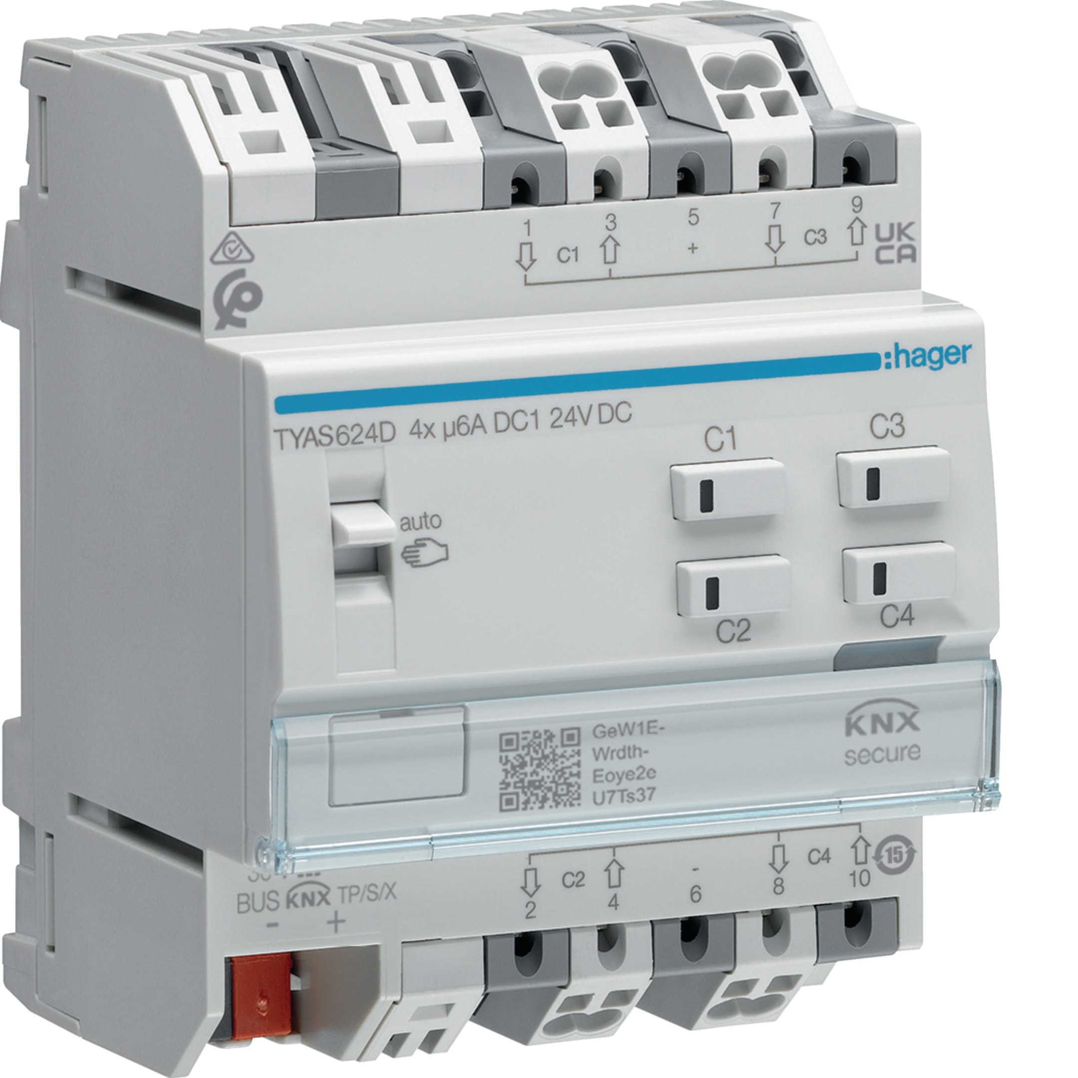 HAGER BOCCHIOTTI - MOD.KNX-SEC VENEZ 4 OUT 6A DC1 24VCC 4M