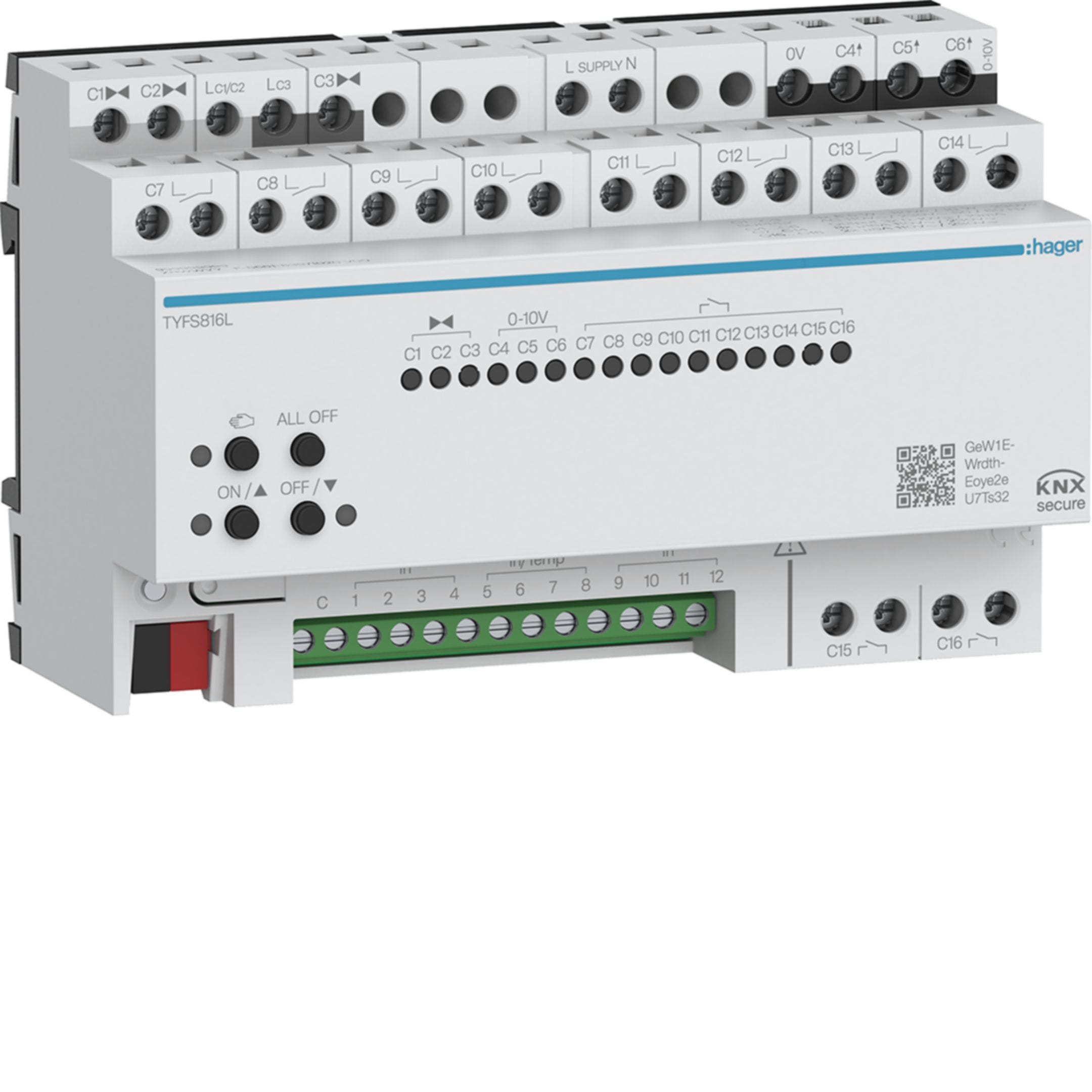 HAGER BOCCHIOTTI - MOD.KNX-SEC CTRL-ROOM 12 IN / 16 OUT 8M