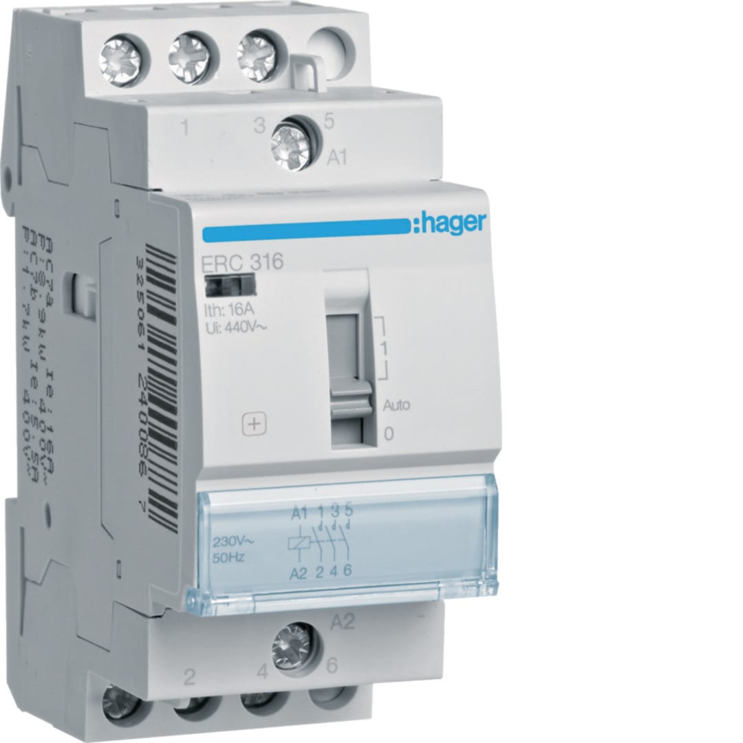 HAGER BOCCHIOTTI - Relè di comando 16 A 230 V AC 3 NA 3 moduli DIN