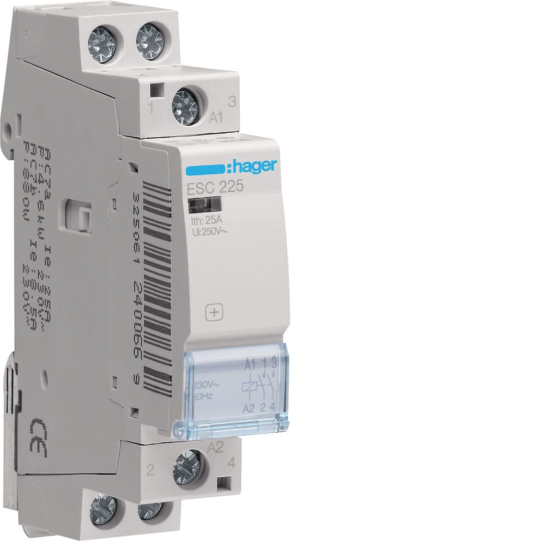 HAGER BOCCHIOTTI - Contattore eco 2 NA 230 V AC 25 A 1 modulo DIN