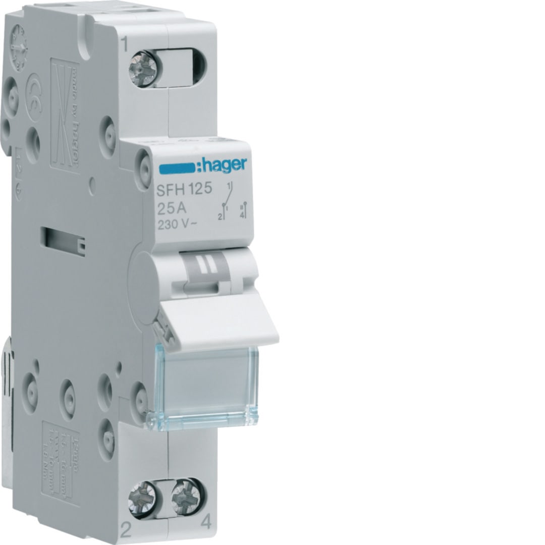 HAGER BOCCHIOTTI - Deviatore 1-2 1 polo 1 NA + 1 NC 25 A 1 modulo DIN comune in alto