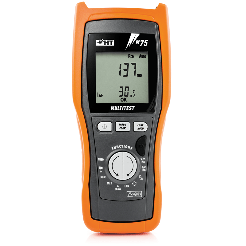 HT INSTRUMENTS - Strumento per verifiche di sicurezza CEI 64-8 con funzioni multimetro TRMS e controllo mappatura su cavi di reti LAN RJ-45 M75 STR. Verifica e reti LAN.