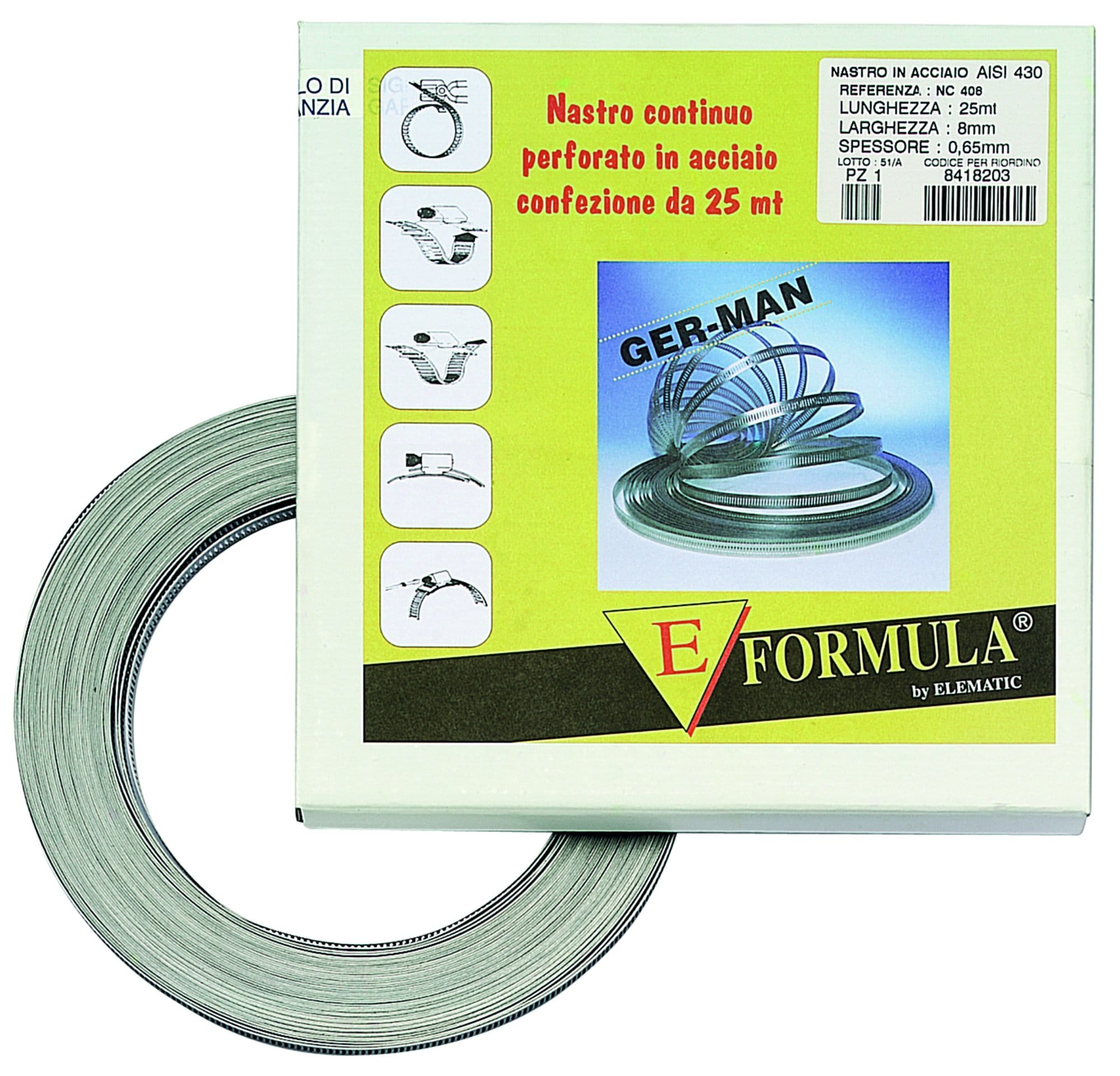 ELEMATIC - NASTRO CONTINUO PERFORATO INOX 25m - 14 mm
