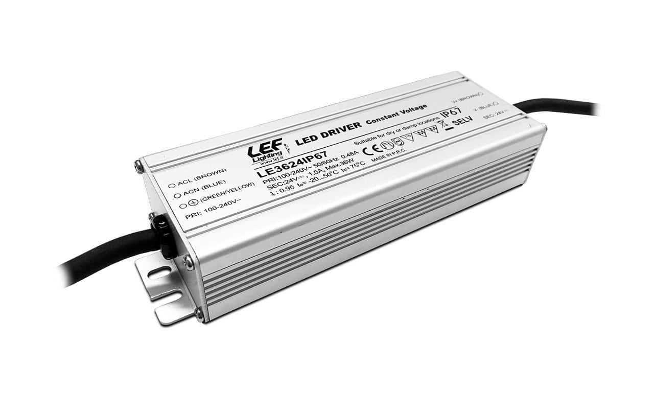 LEF LIGHTING - ALIMENTATORE LED TENSIONE COSTANTE 24Vdc 240W IP67 ON/OFF