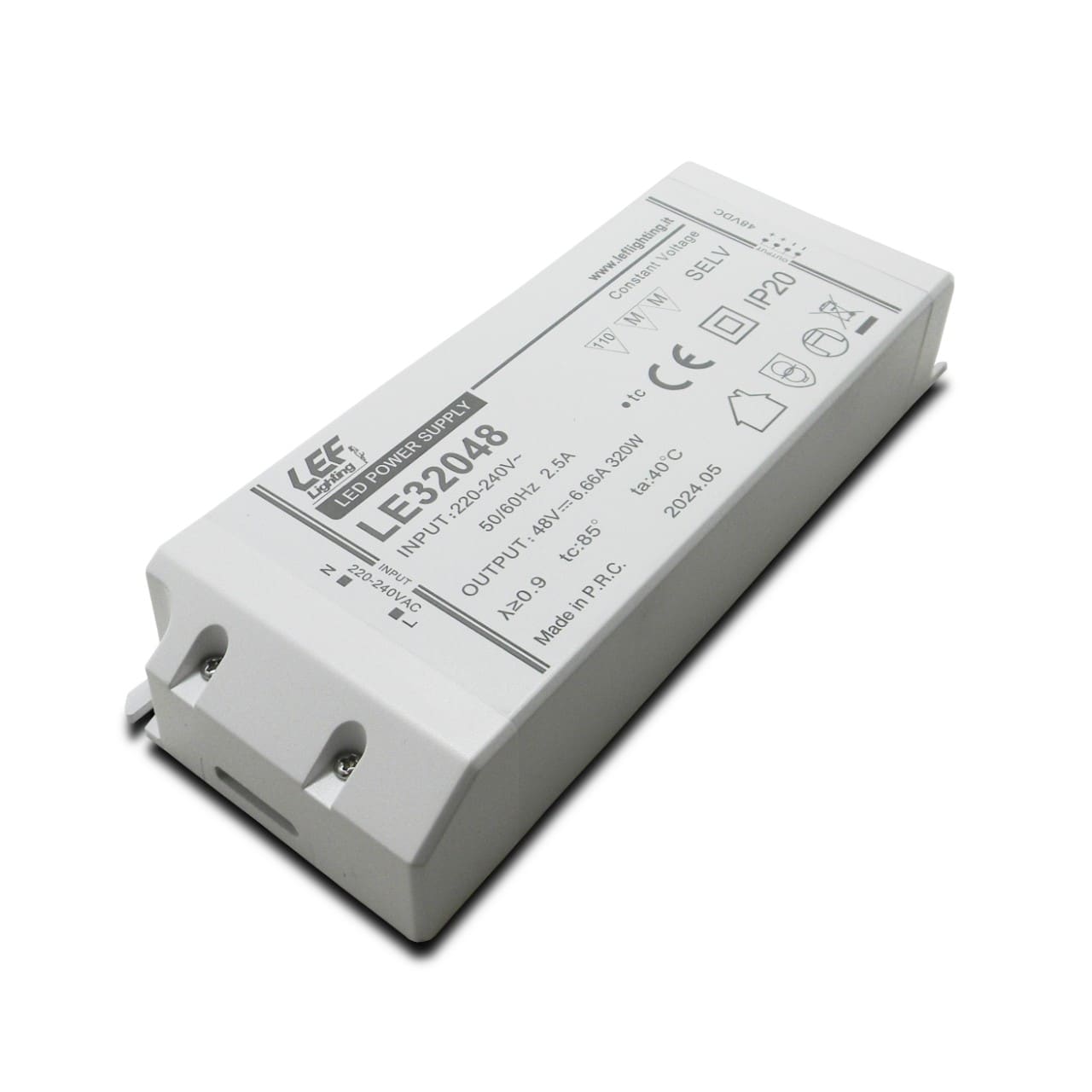 LEF LIGHTING - ALIMENTATORE LED TENSIONE COSTANTE 320W 48Vdc IP20 ON/OFF