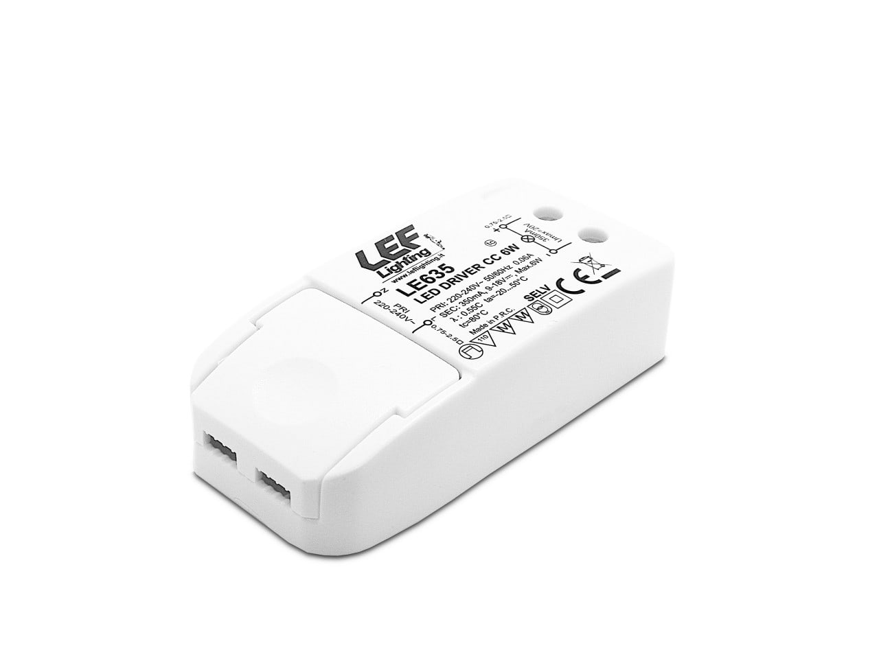 LEF LIGHTING - ALIMENTATORE LED CORRENTE COSTANTE 350mA 9-18Vdc 6W IP20 ON/OFF