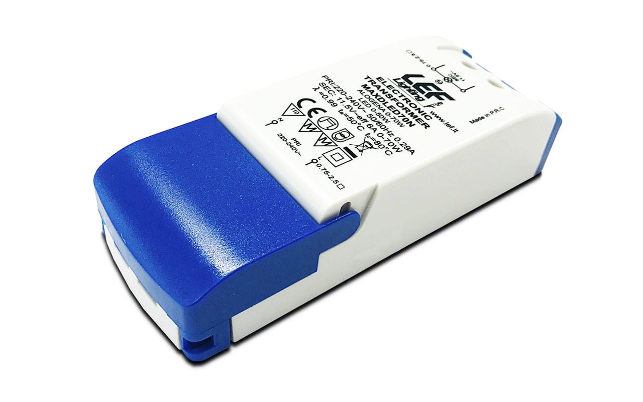 LEF LIGHTING - TRASFORMATORE ELETTRONICO x LAMPADE ALOGENE (1-105W) E LED (1-50W) 12Vac Dimmer