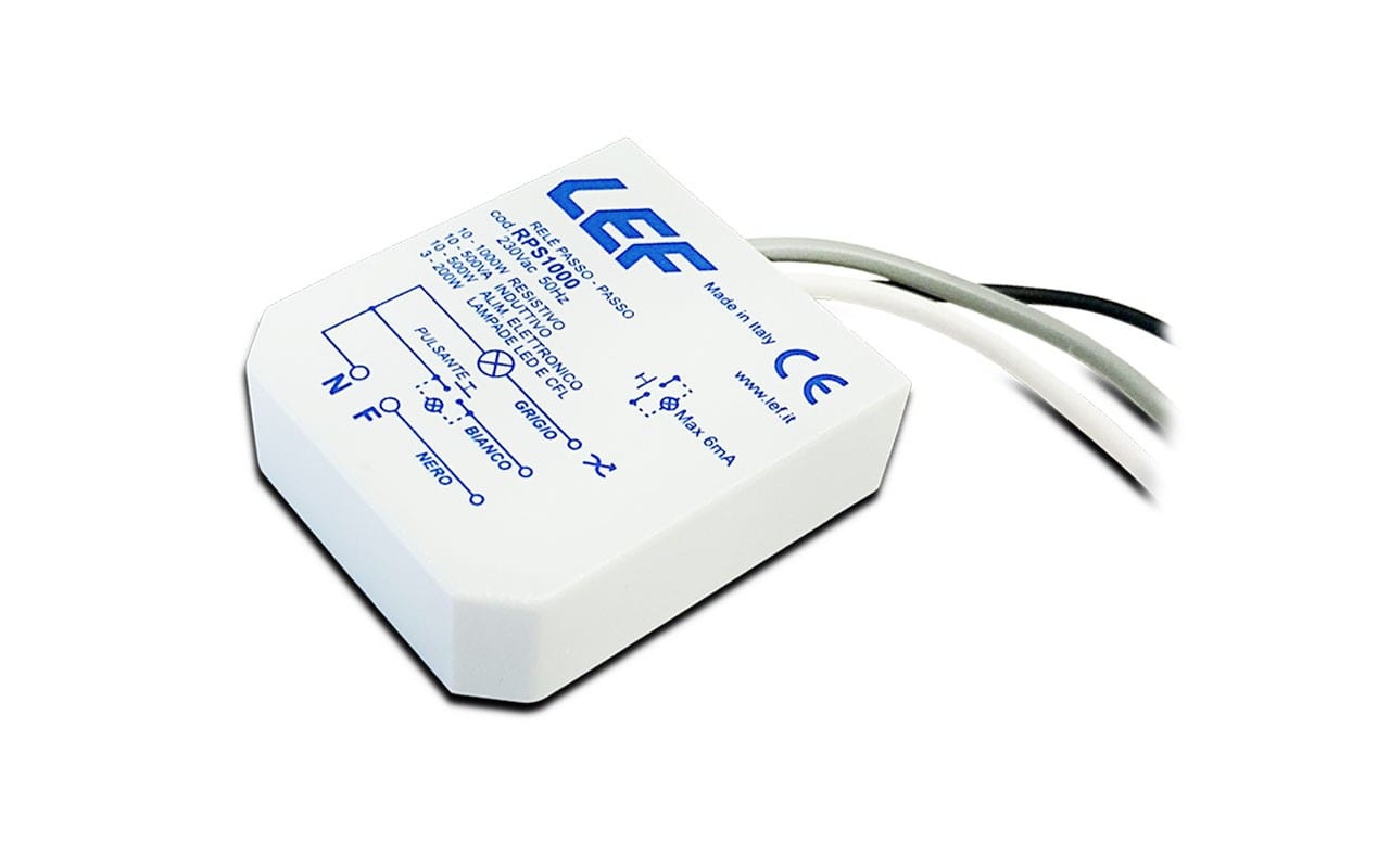 LEF LIGHTING - RELE' PASSO-PASSO ELETTRONICO SILENZIOSO (max 1000W) 3 FILI Comandabile PUSH