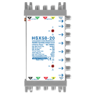 LEM ELETTRONICA - Multiswitch Legacy HSX58-20 con 5 ingressi passanti e 4 uscite derivate, Satellite amplificato regolabile, Terrestre attenuato, per applicazioni SKY, FM, DAB, UHF, SAT.