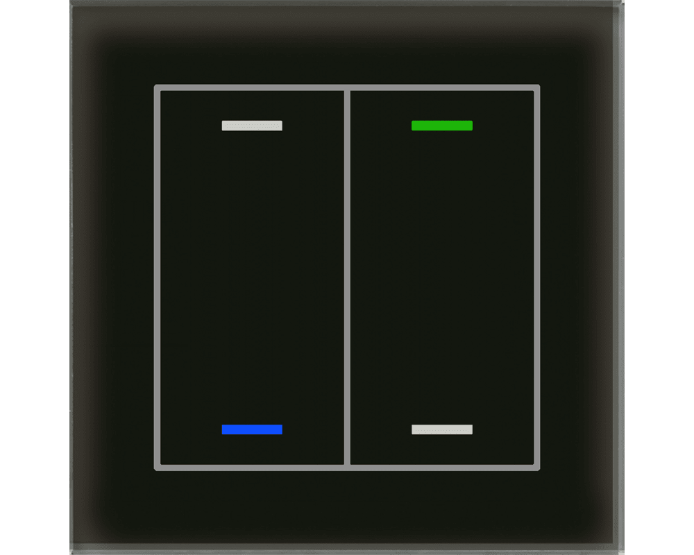 MDT - Tastiera KNX Light vetro 2 tasti + T°, nero
