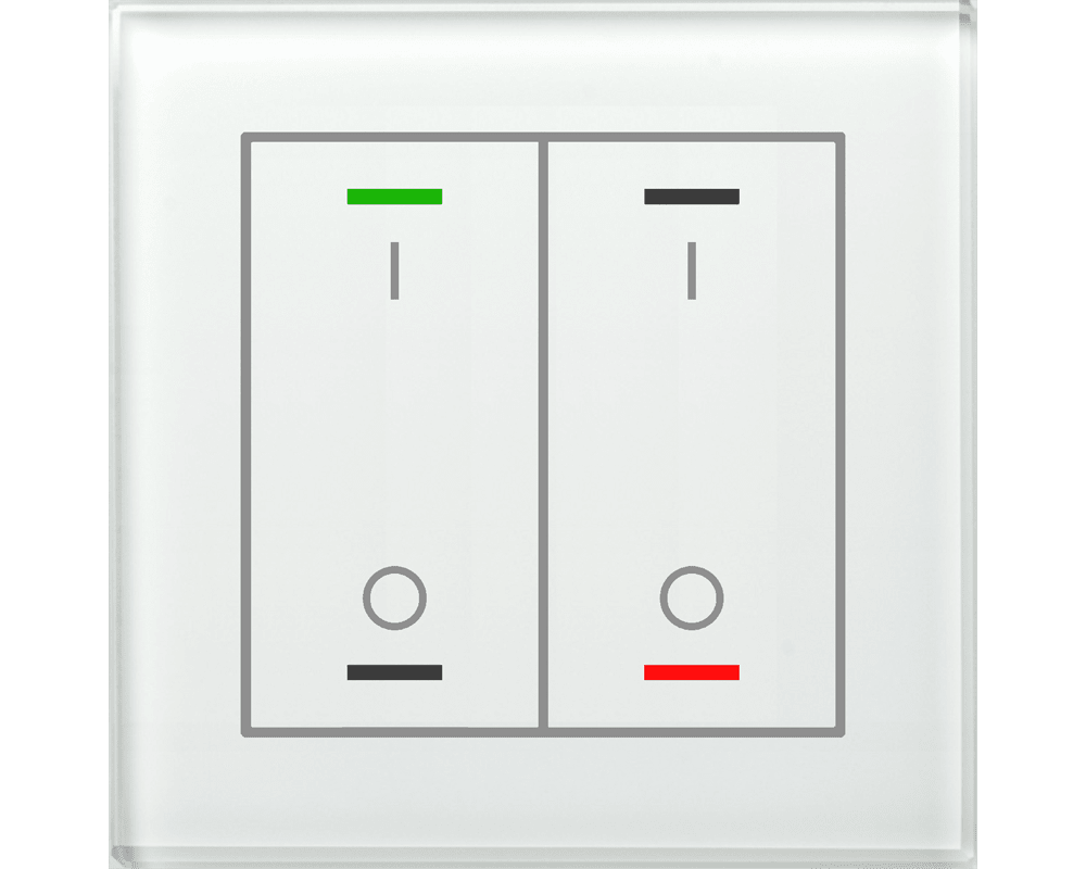 MDT - Tastiera KNX Light vetro 2 tasti + T°, bianco, serigrafia on/off