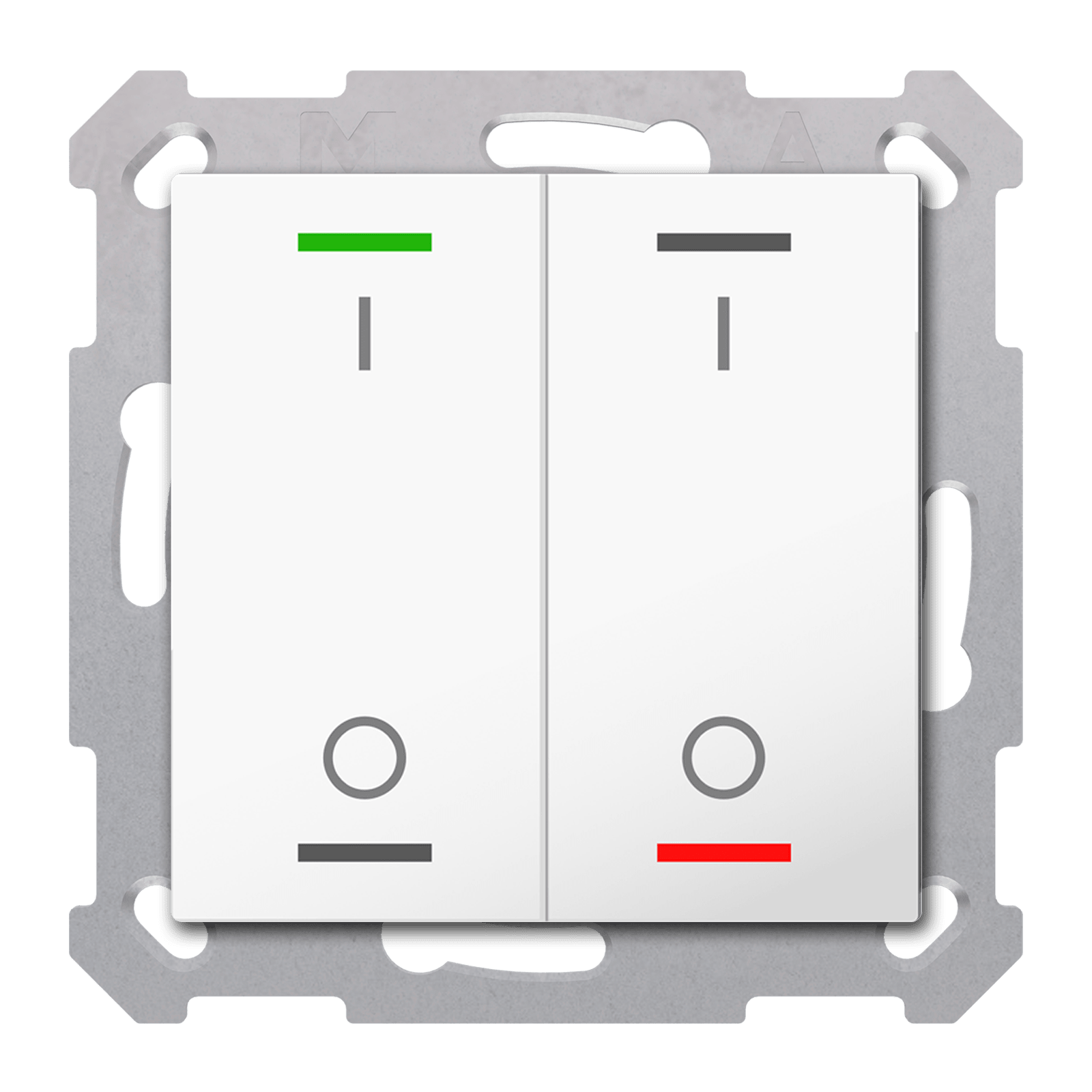 MDT - Tastiera KNX Light 55, 2 tasti + T°, bianco lucido, on/off