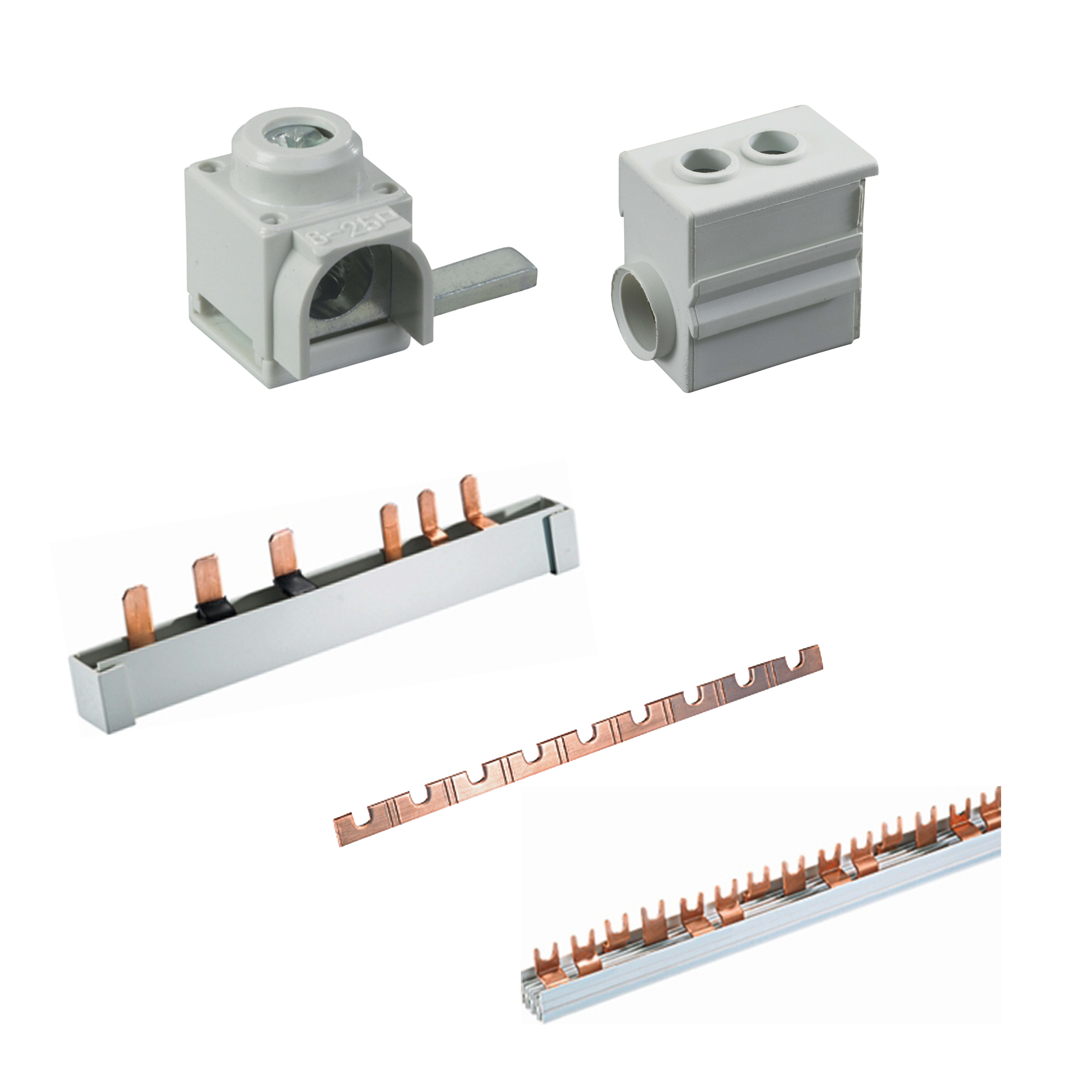 MERSEN - Busbar Fork 2-pole 1000mm 16mm² cross section with insulation Pitch 27mm