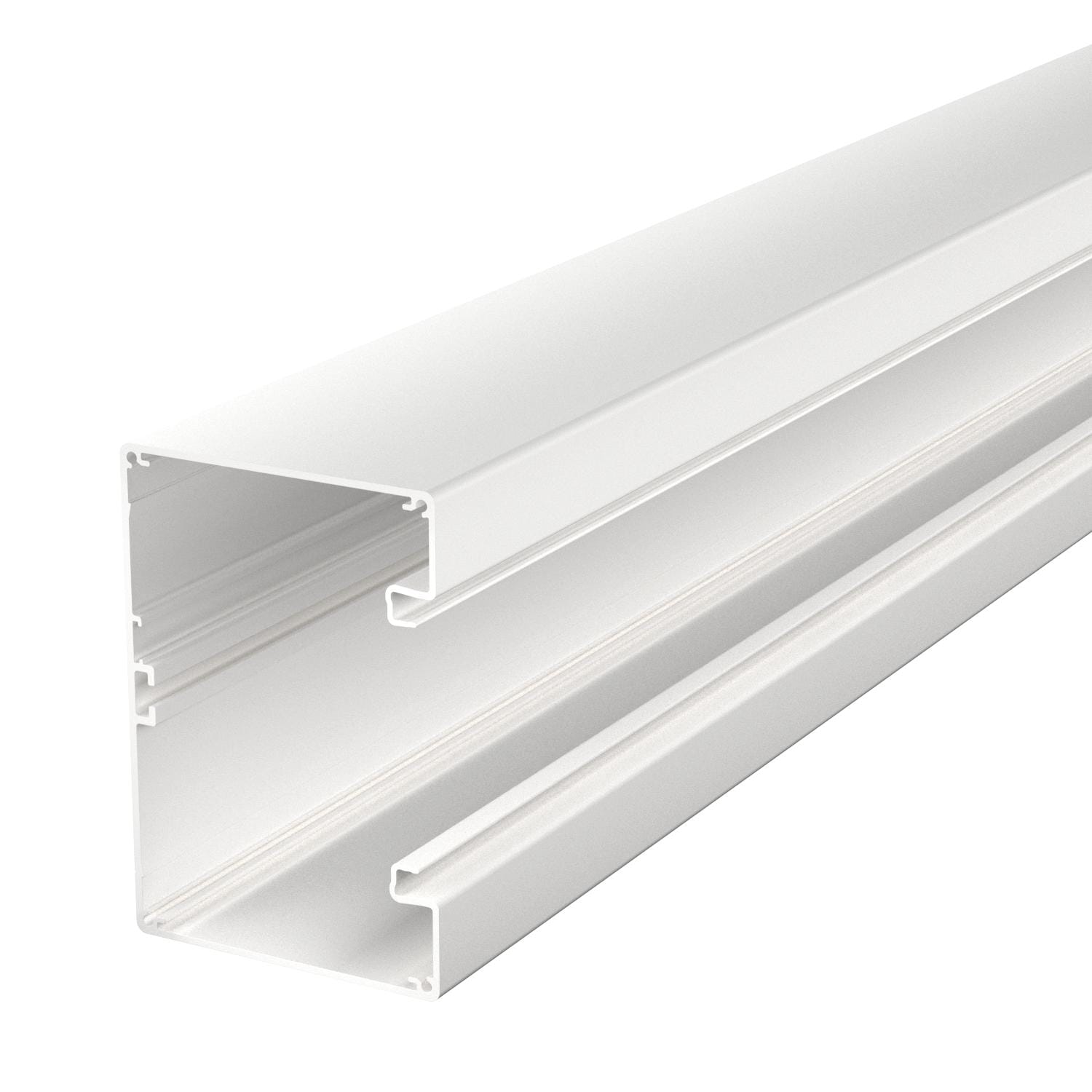 OBO BETTERMANN - Canale porta apparecchi simmetrico 90x130x2000 in alluminio bianco RAL 9010.