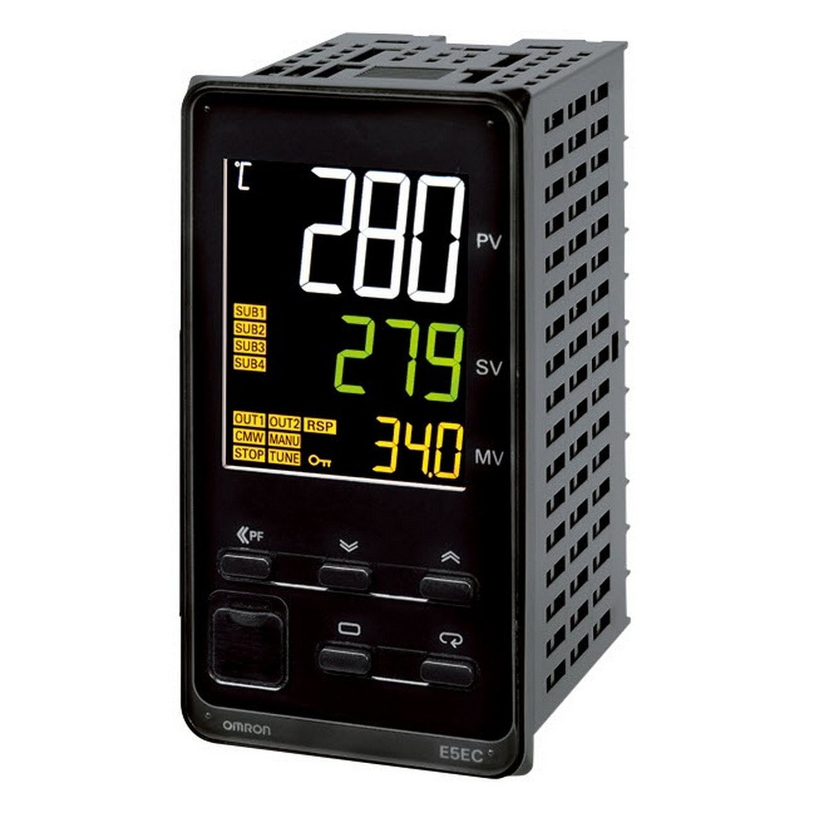 OMRON ELECTRONICS - Termoregolatore digitale E5EC 48x96 mm alimentazione 100-240 Vca controlli ON/OFF 2-PID ingresso universale 5 uscite relè SPST.