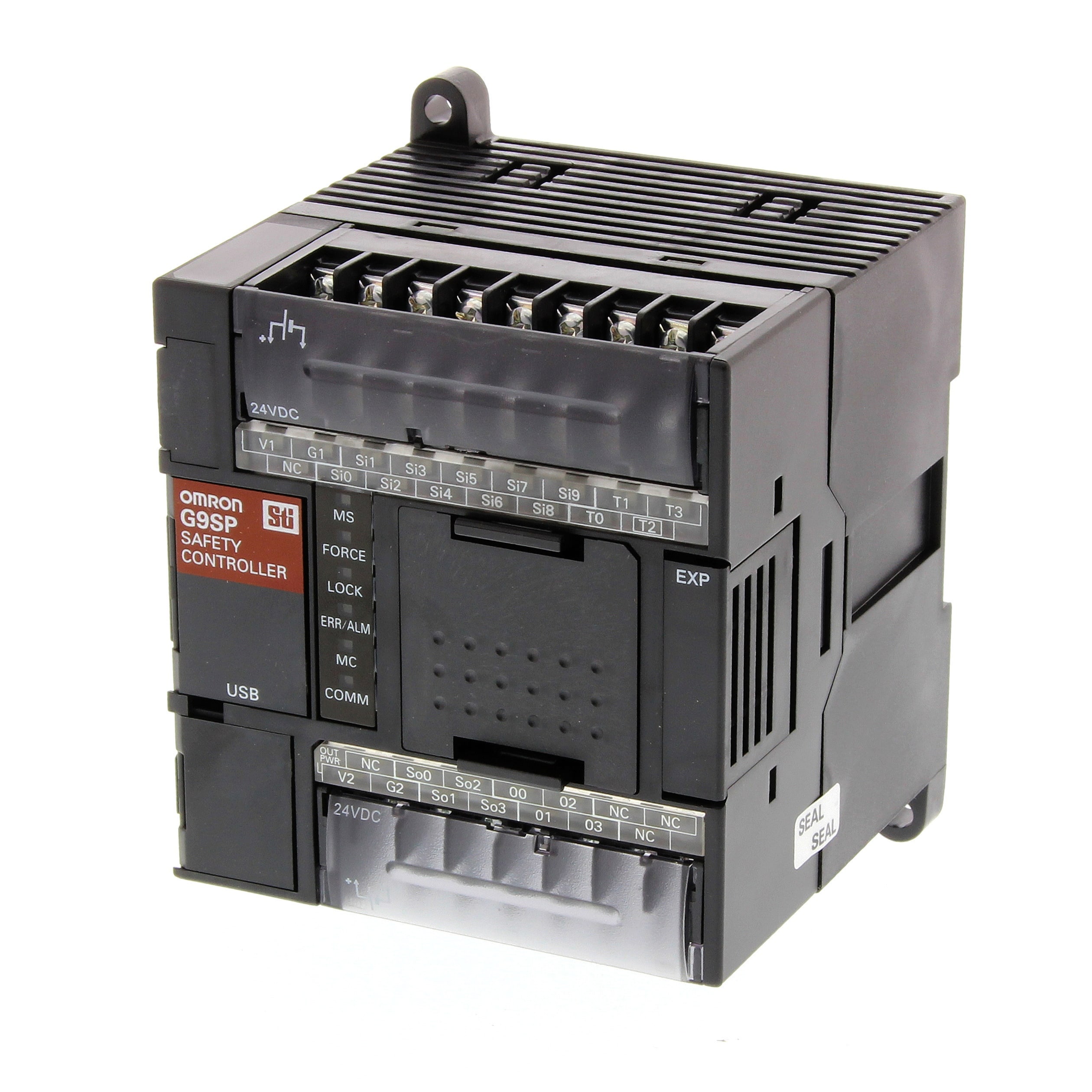 OMRON ELECTRONICS - Controllore di sicurezza programmabile, 10 ingressi/4 uscite PNP, memoria 128 blocchi funzionali, 4 uscite di test, 4 uscite non di sicurezza.
