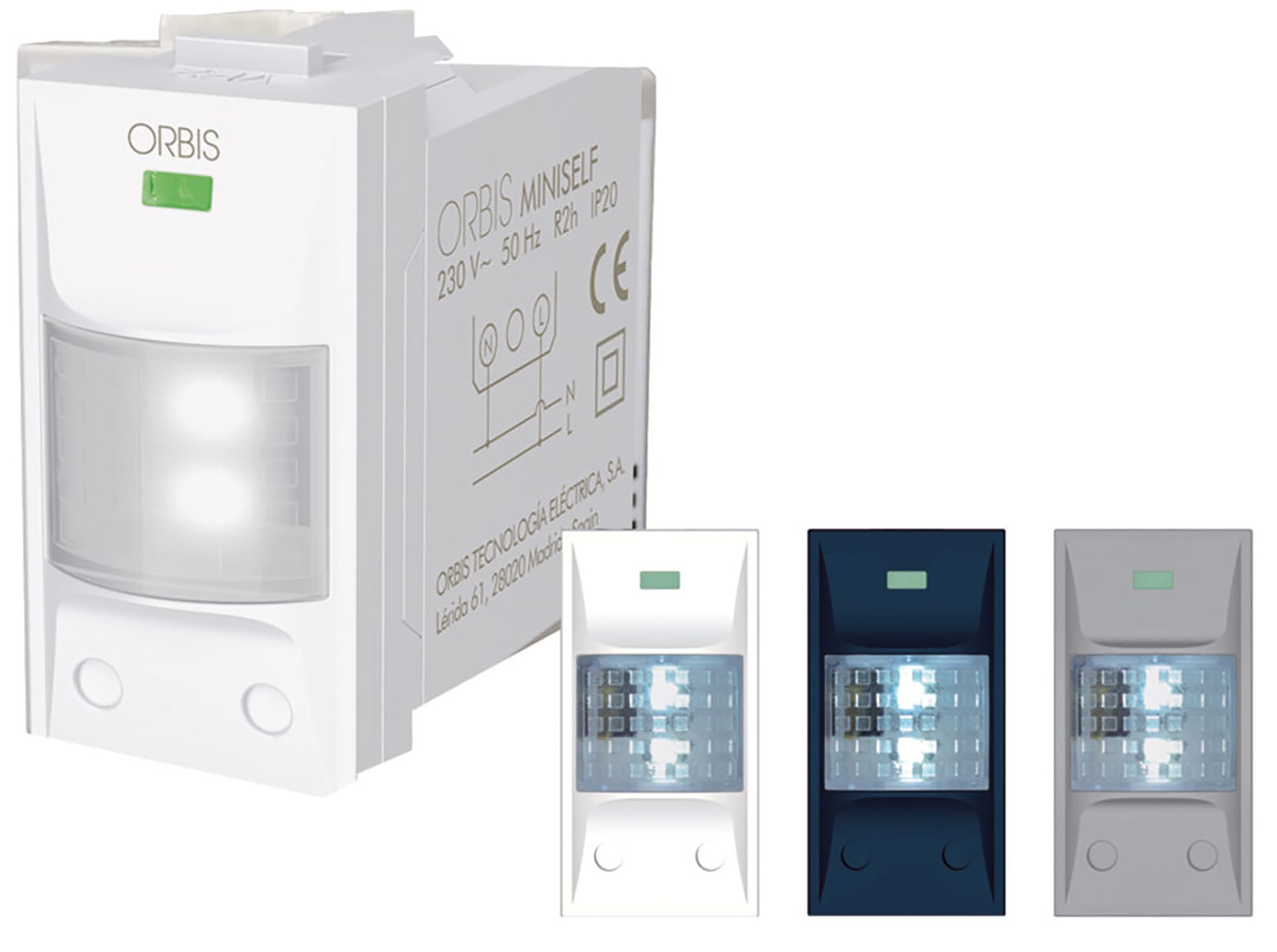 ORBIS - MINISELF LED Lampada di emergenza da incasso con frontalini BIANCO, ANTRACITE e ALLUMINIO intercambiabili, 1 modulo DIN, 230V