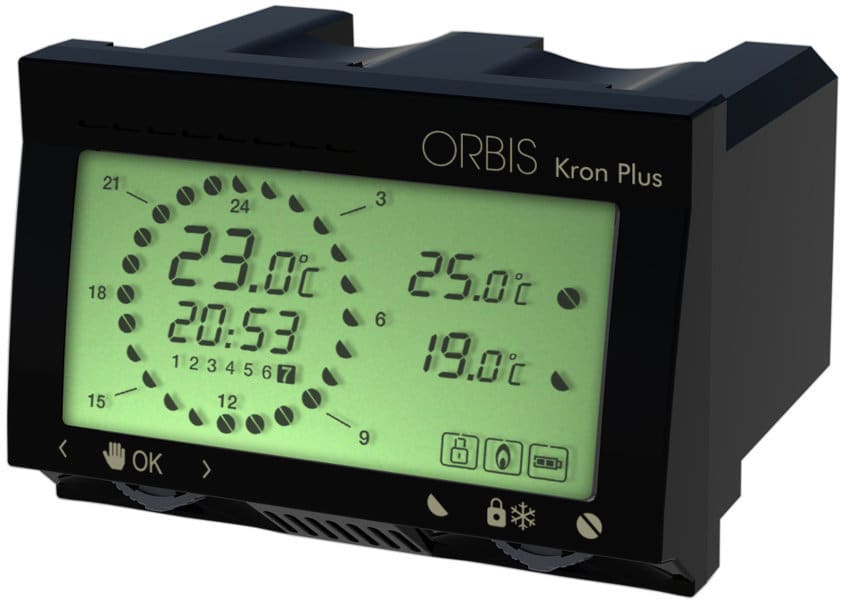ORBIS - KRON PLUS ANTRACITE Cronotermostato digitale da incasso, programmazione giornaliera/settimanale, alim. 2 batterie 1,5V