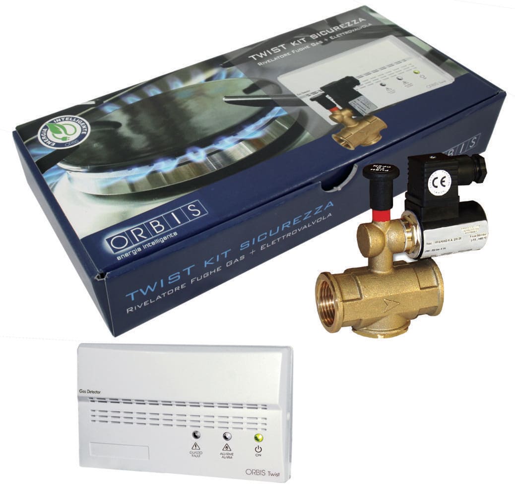 ORBIS - KIT GAS METANO 3/4" (TWIST) Rivelatori gas da parete, con sensore catalitico ed una elettrovalvola NA 3/4", 230V