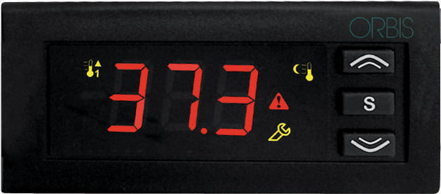 ORBIS - SCL213L-A5010ZP TERMOREGOLATORE DIGITALE da RETROQUADRO 32x74, IN: 1 sonda TC J-K e 1 digitale, OUT: 2 relè, campo lavoro 0°C +999°C, 12-24 V AC/DC