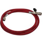 ORBIS - Tubo flessibile singolo rosso R22/R407/R32 con rubinetto e depressore attacco 1/4" SAE - 1/4" SAE 45°, lunghezza 1500 mm