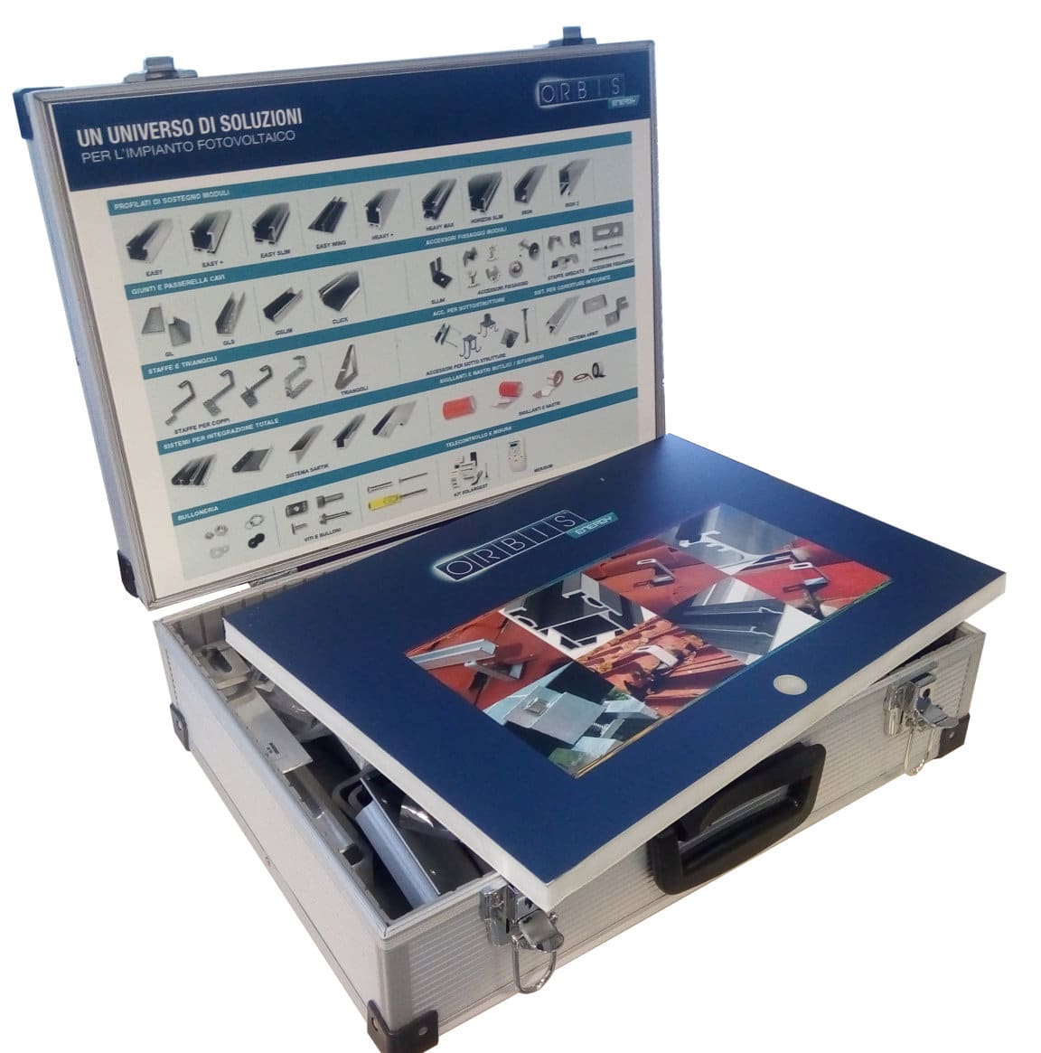 ORBIS - KIT-SPA kit dimostrativo prodotti composto da staffe,morsetti e profili in alluminio