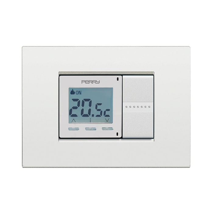 PERRY ELECTRIC - Cronotermostato digitale giornaliero da incasso 2 moduli civili serie DADO