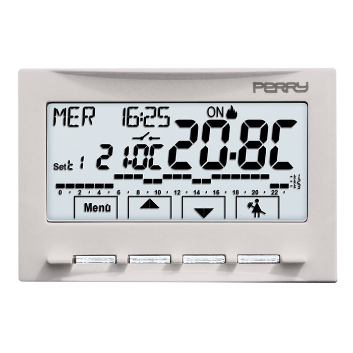 PERRY ELECTRIC - Cronotermostato da incasso a menù 230V serie NEXT