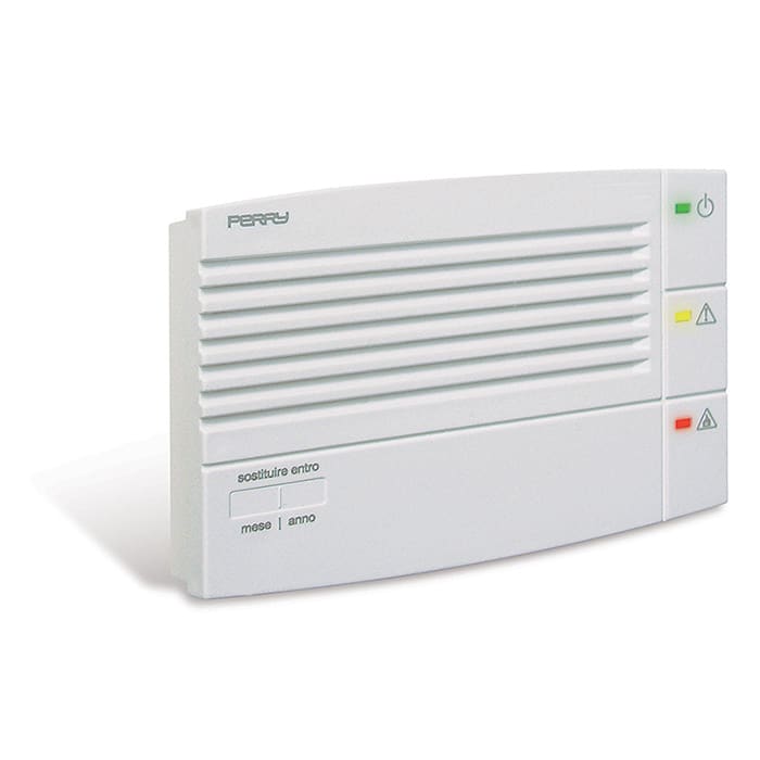 PERRY ELECTRIC - Rilevatore di gas metano da parete e/o semincasso serie ZEFIRO, LED di indicazione ON/Avaria/Presenza gas