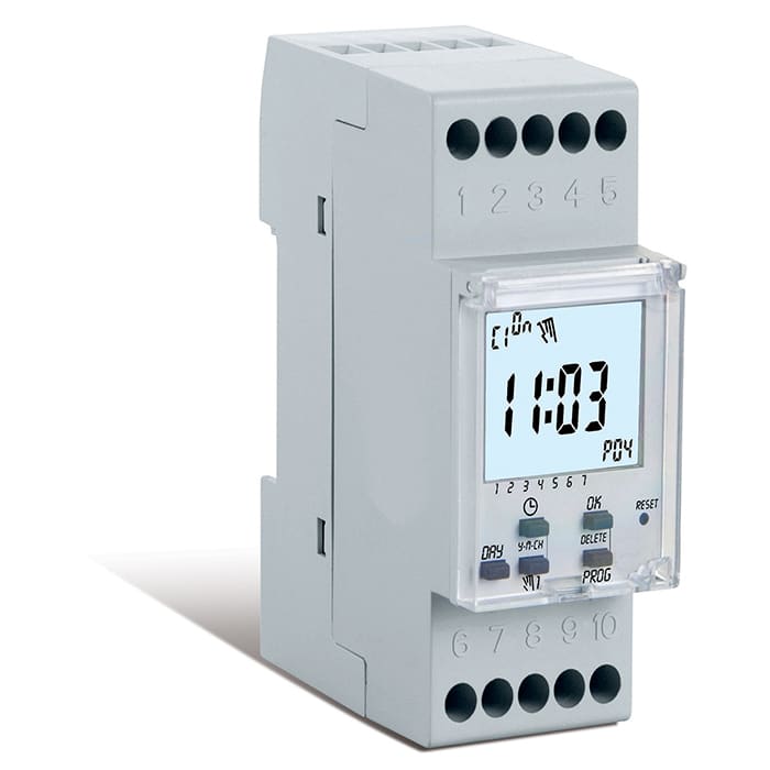 PERRY ELECTRIC - Interruttore orario giornaliero digitale con cambio ora legale 1 canale – 2 DIN