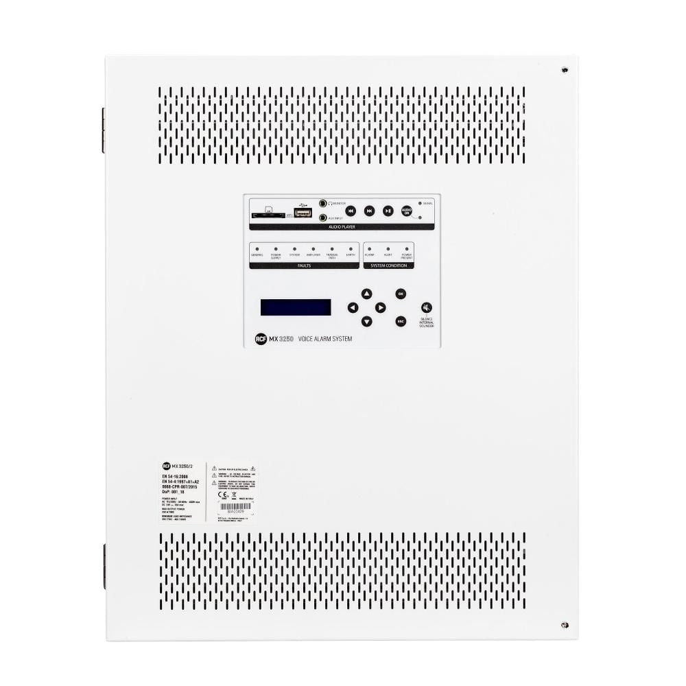 RCF - Amplificatore Digitale 6 Canali MX 3250-6 con Allarme Vocale EN54, Potenza 250W.