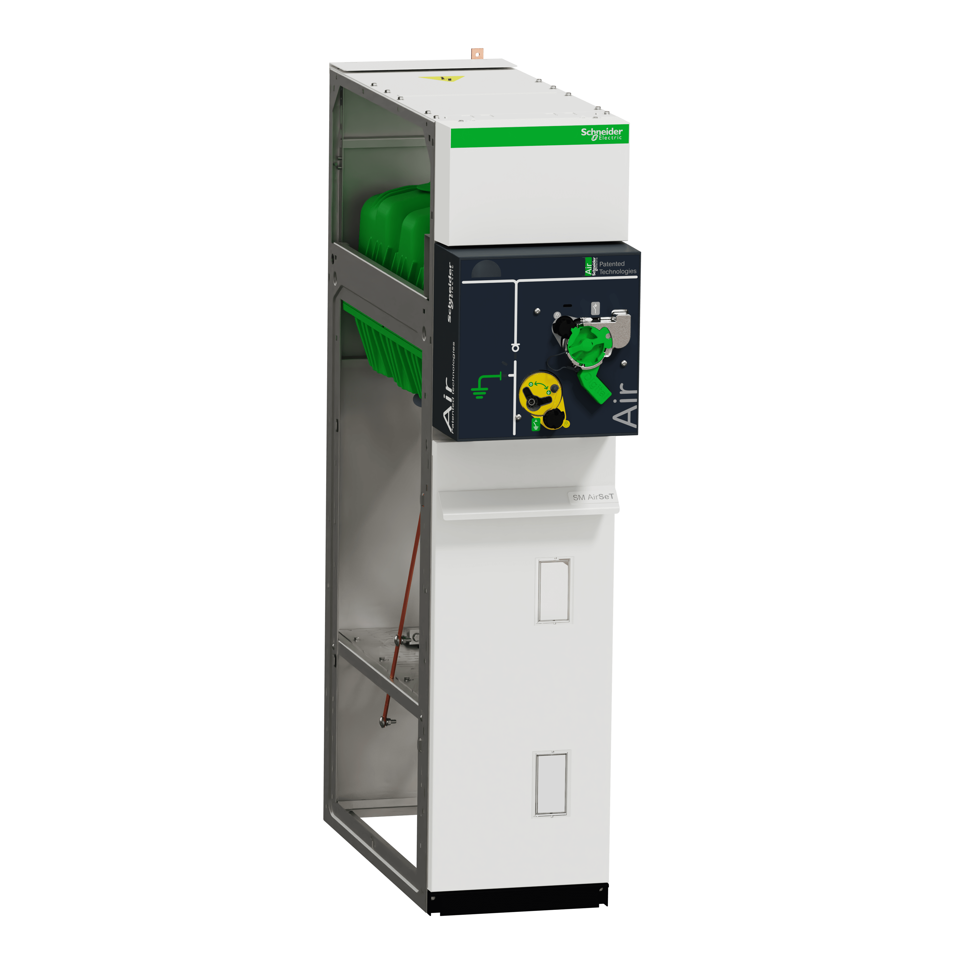 SCHNEIDER ELECTRIC - Quadro MT secondaria isolato in aria, SM AirSeT, IM, 24kV, 16kA 1s, AFL, 12,5kA 1s, 20kV, CD2, bobina di apertura, con TA omopolare, larghezza 375mm