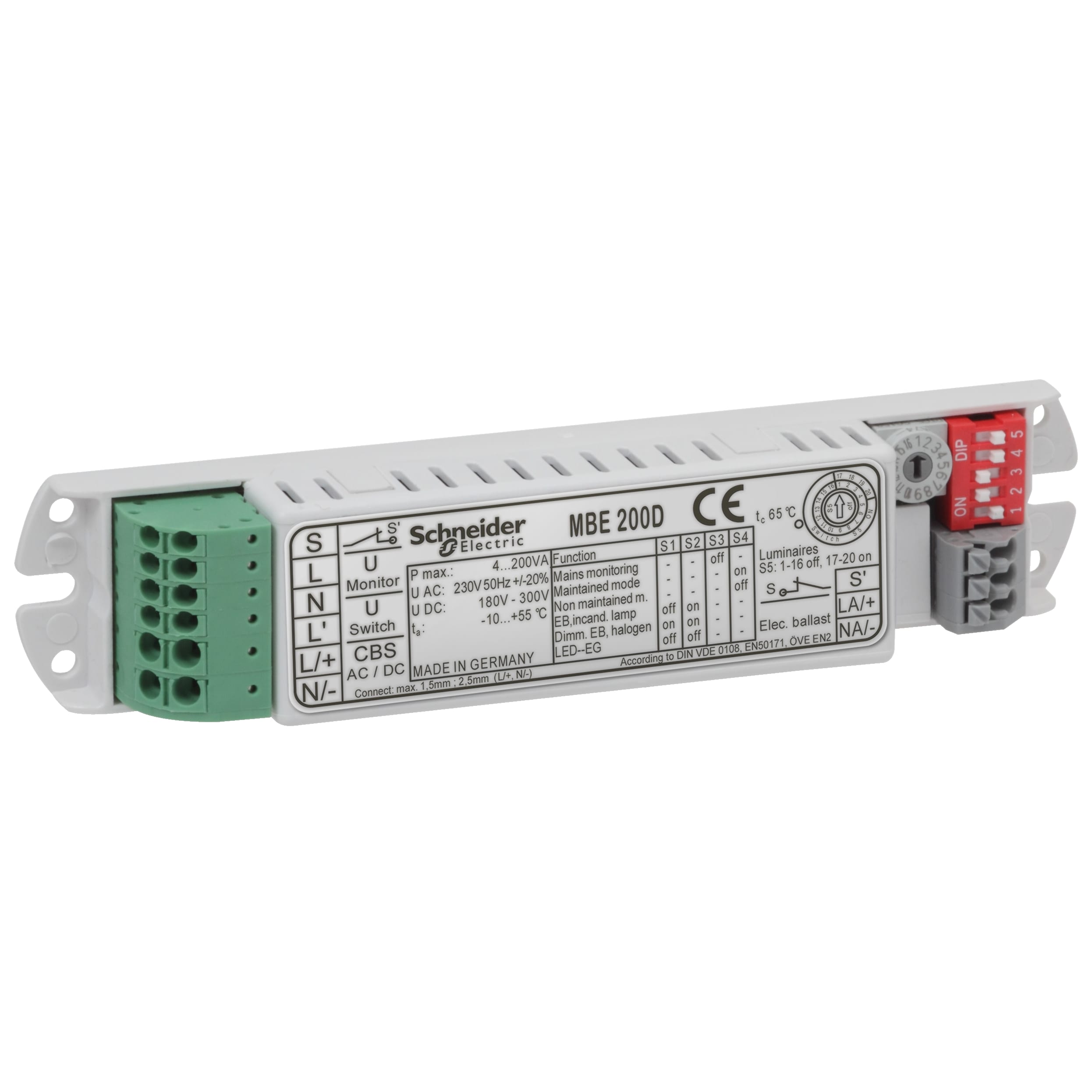 SCHNEIDER ELECTRIC - Exiway Power Control, Modulo di indirizzamento apparecchi ordinari (EN 60598-2-22), carico massimo 200VA, MBE200D