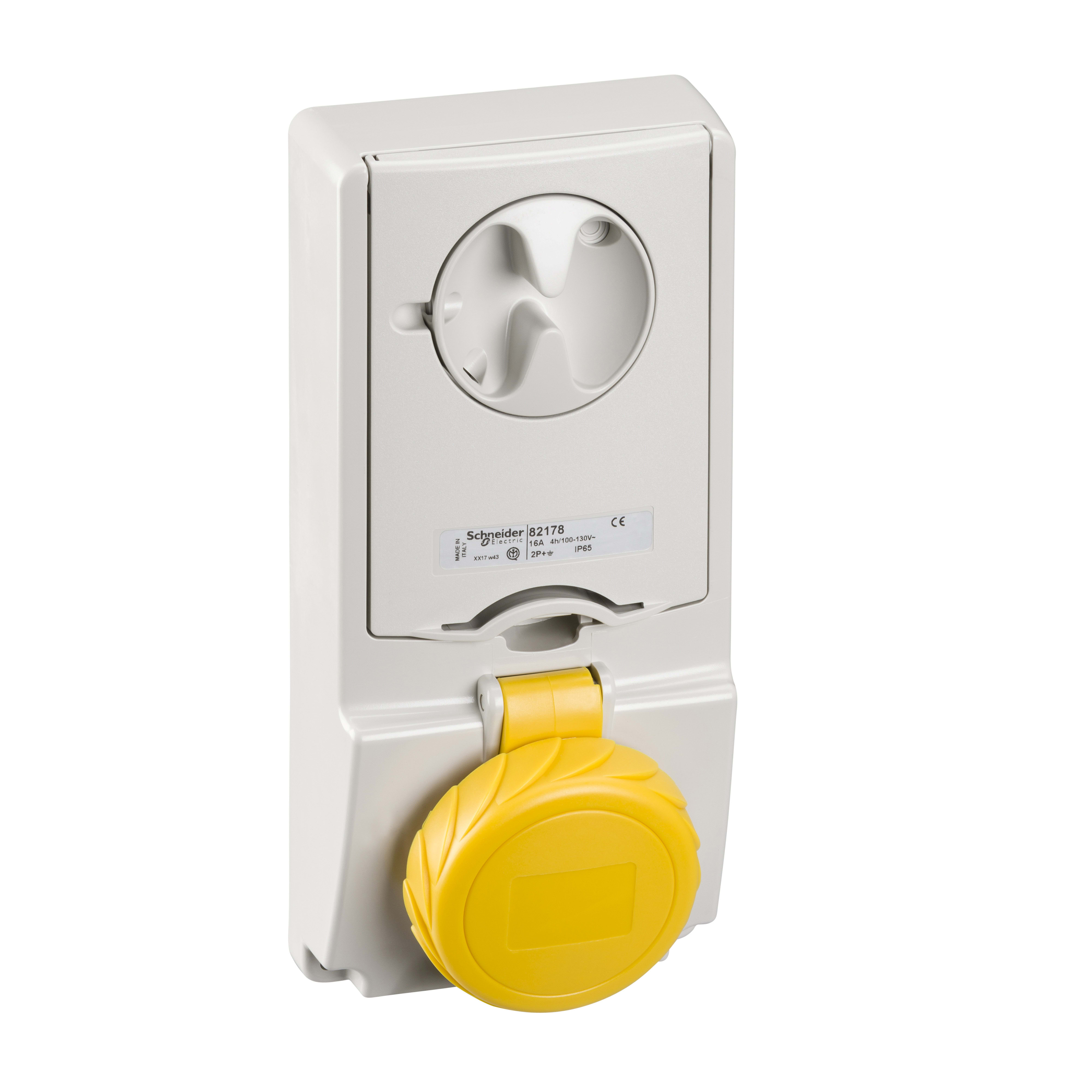 SCHNEIDER ELECTRIC - Presa da incasso interbloccata con fusibile Unika IP65 16A 110V 3P+N+T