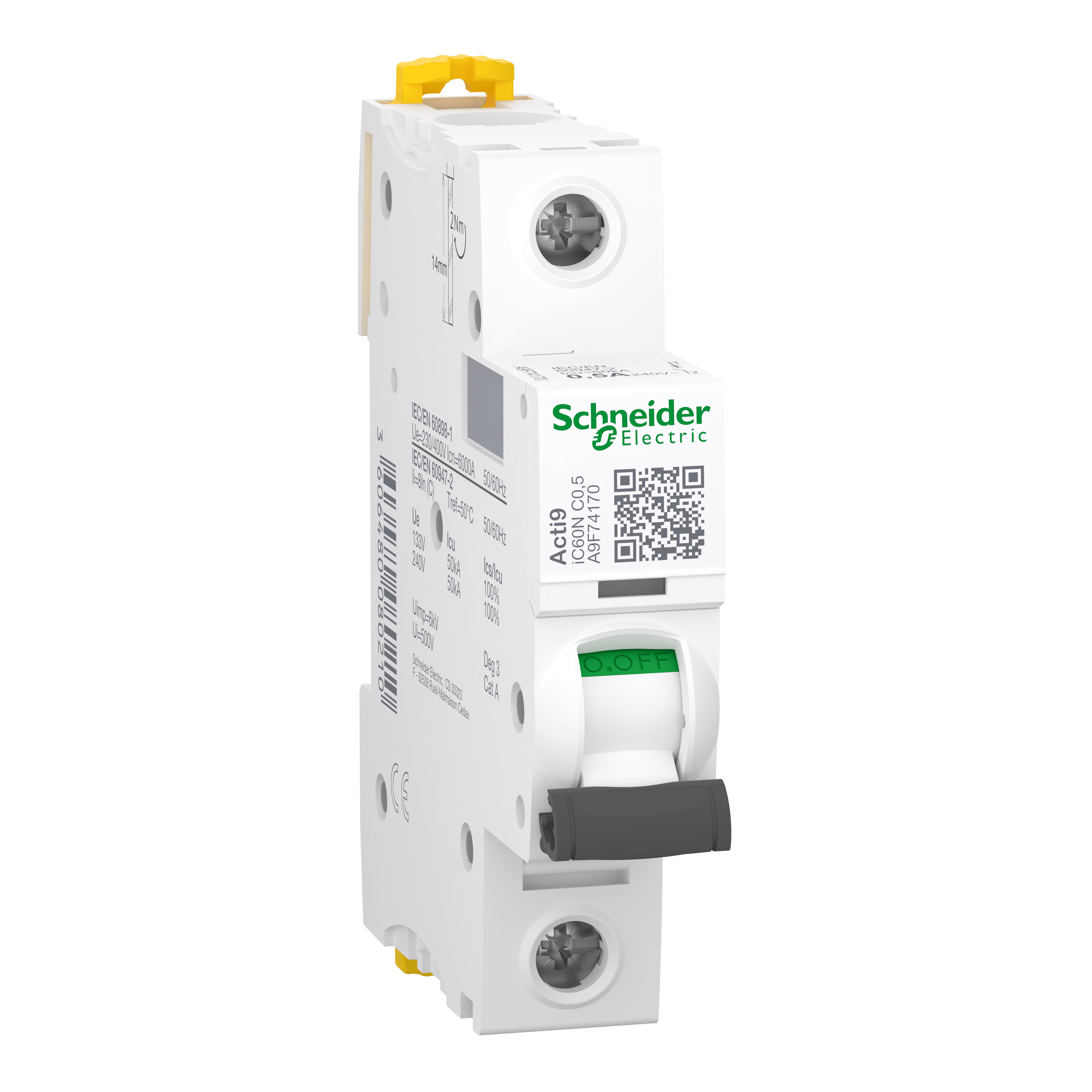 SCHNEIDER ELECTRIC - Interruttore magnetotermico iC60N 1P C 0,5A 6000A