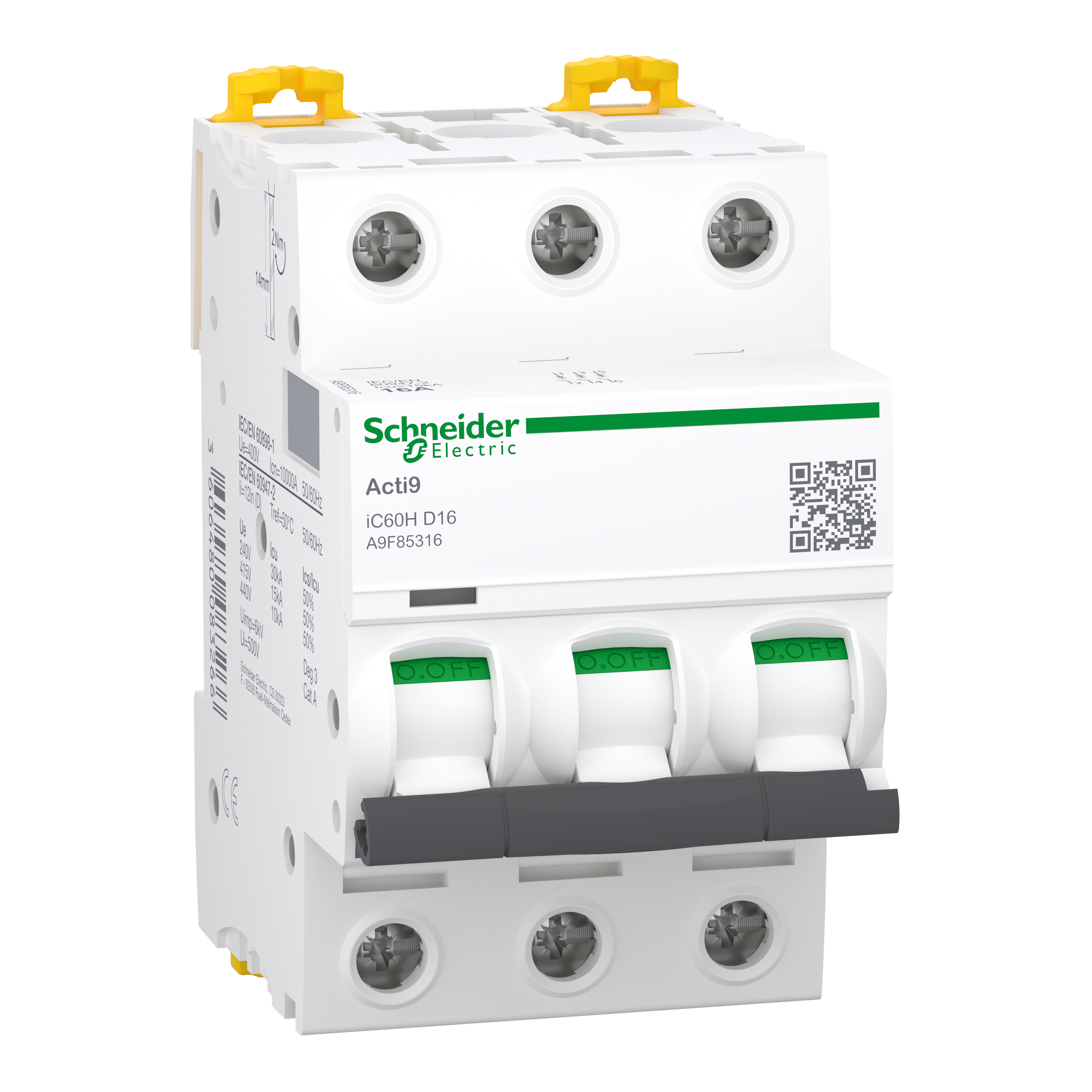 SCHNEIDER ELECTRIC - Interruttore magnetotermico iC60H 3P D 16A 10000A