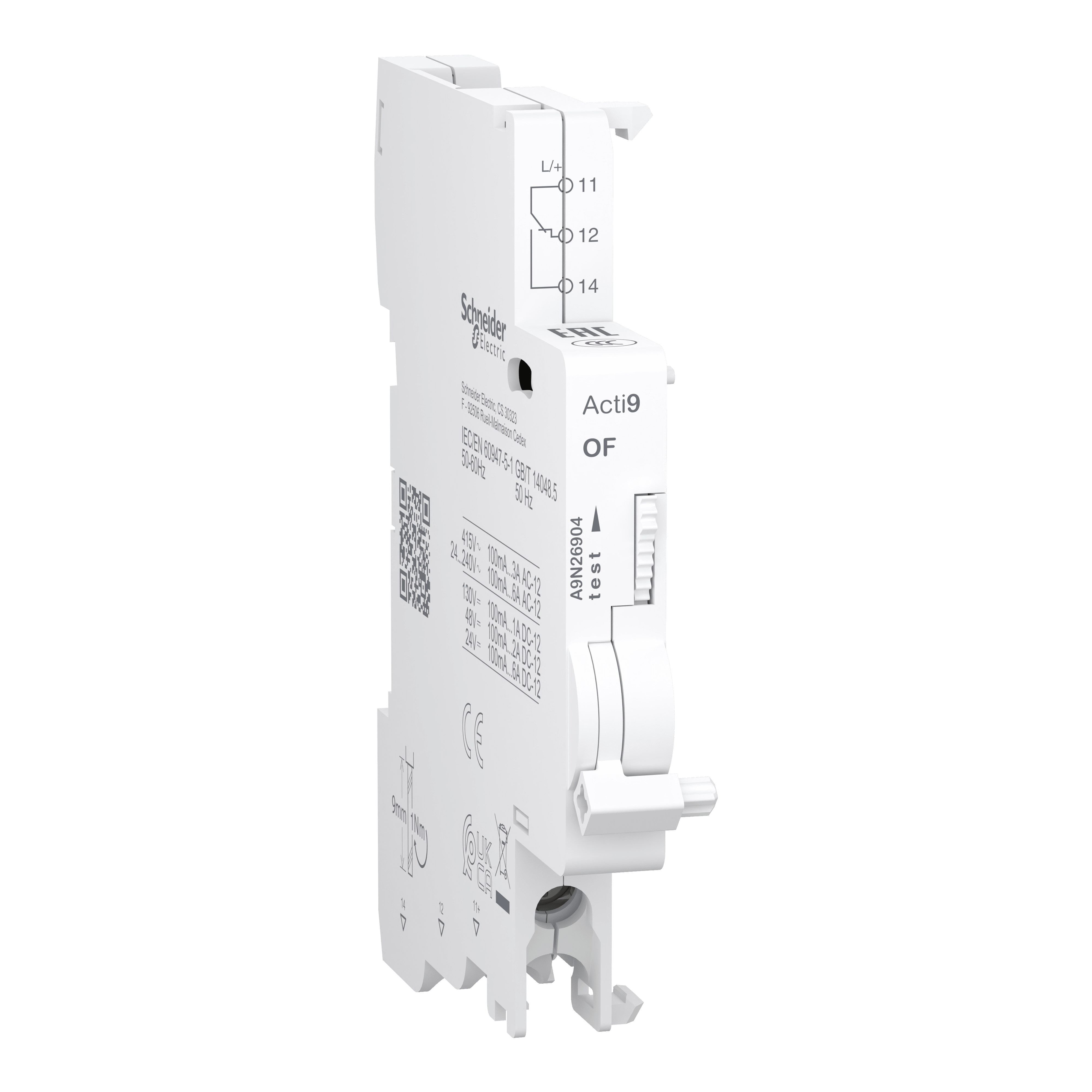 SCHNEIDER ELECTRIC - Contatto ausiliario Acti9 OF per C120, C60H-DC, C60PV-DC, C60NA-DC, SW60-DC