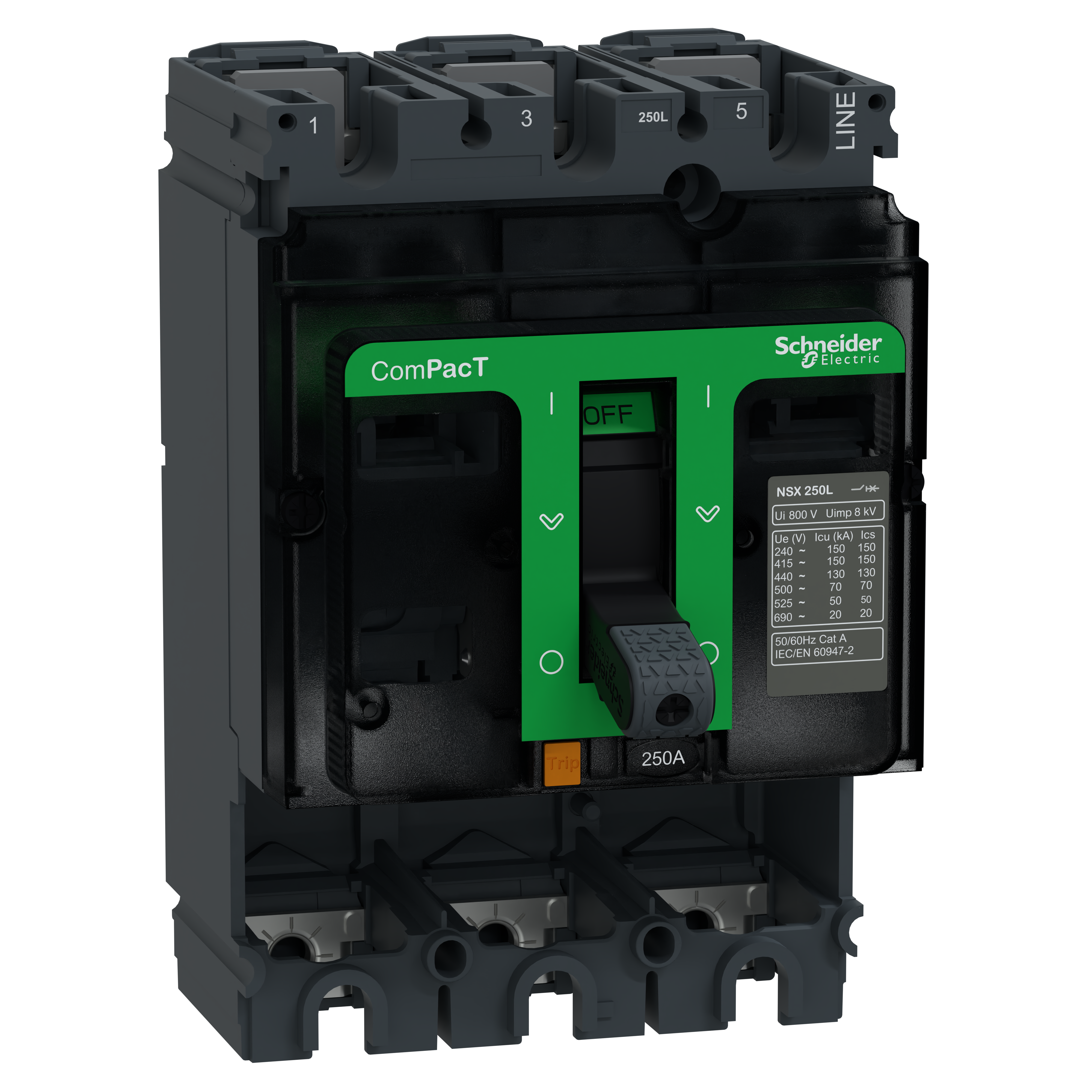 SCHNEIDER ELECTRIC - Base interruttore, ComPacT NSX100N, 50kA/415VAC, 3 poli, valore nominale telaio 100A, senza Sganciatore