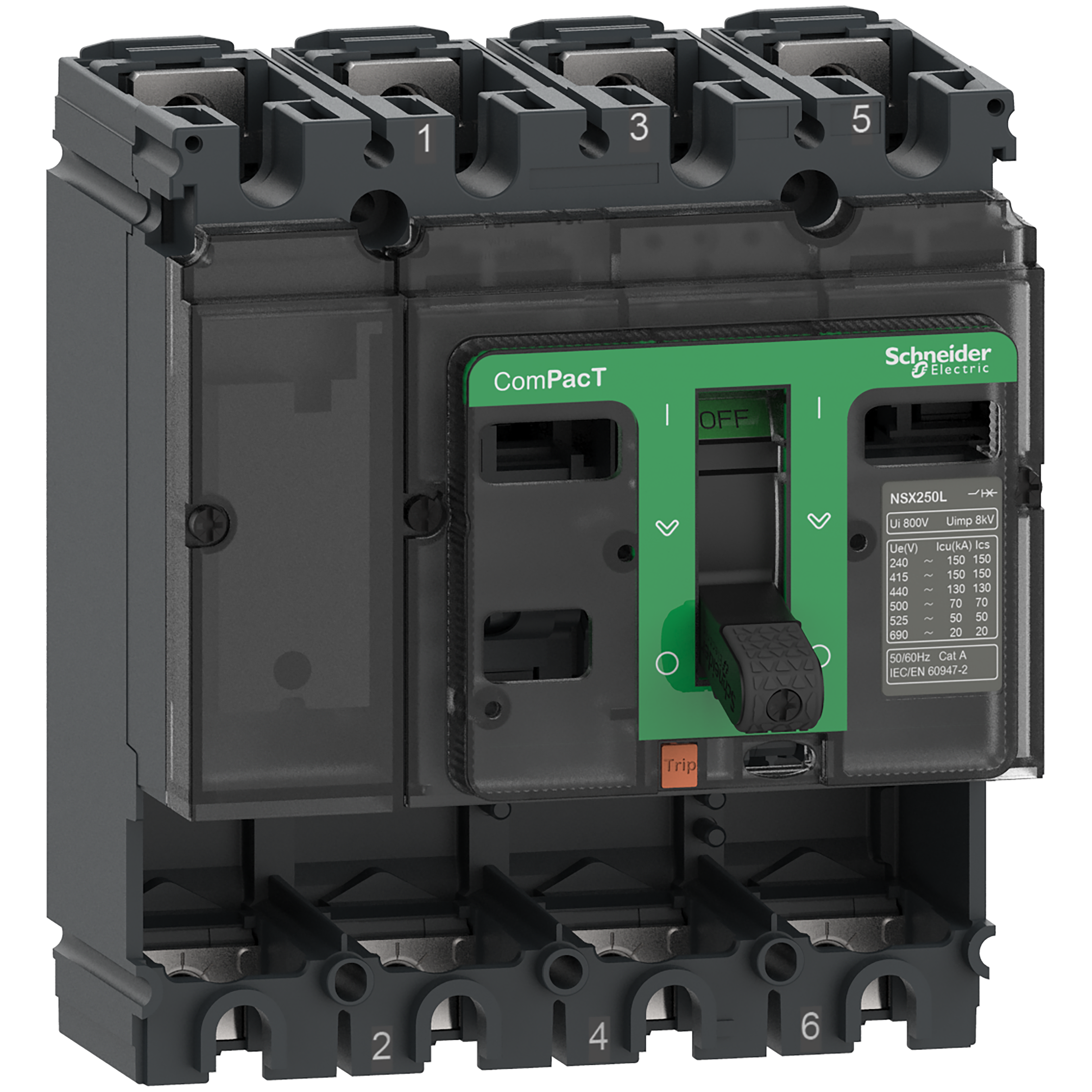 SCHNEIDER ELECTRIC - Base interruttore, ComPacT NSX100N, 50kA/415VAC, 4 poli, valore nominale telaio 100A, senza Sganciatore